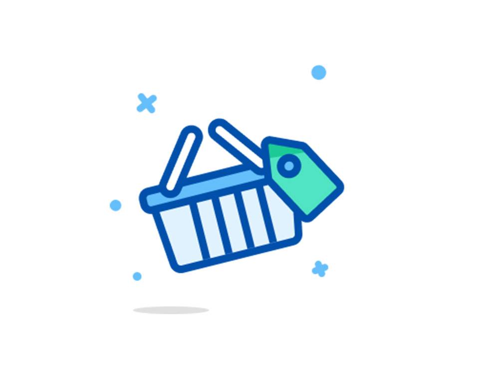 Winkelmandje en label: speciale aanbiedingen.