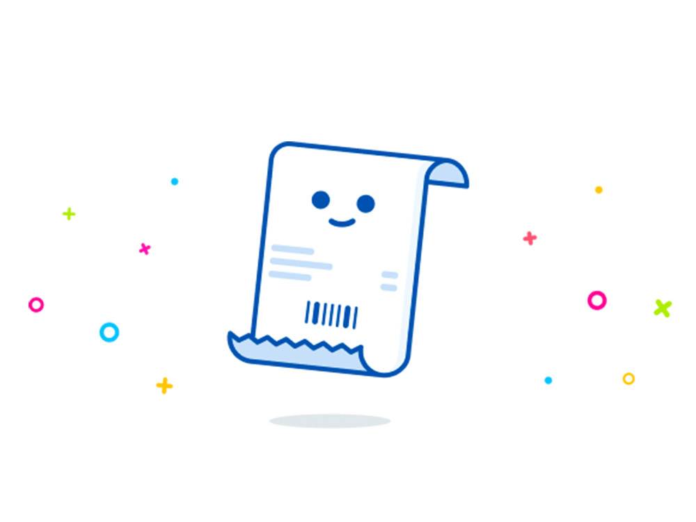 Icoon van een vrolijk, geanimeerd kassabonnetje