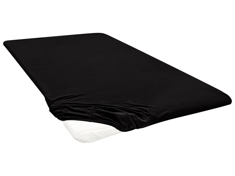 Biberna Jersey hoeslaken (katoenen stof, 180-200 x 200 cm, Zwart)