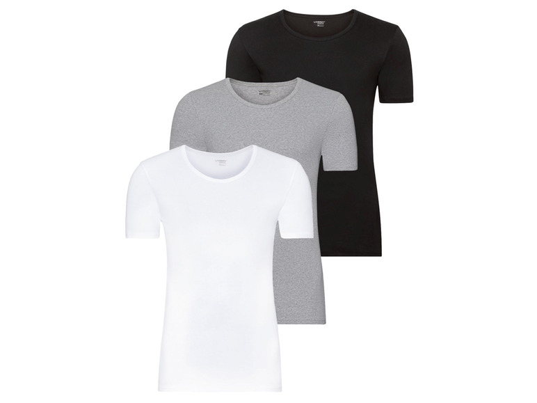 3 heren T-shirts plus size (3XL, Zwart/grijs/wit)