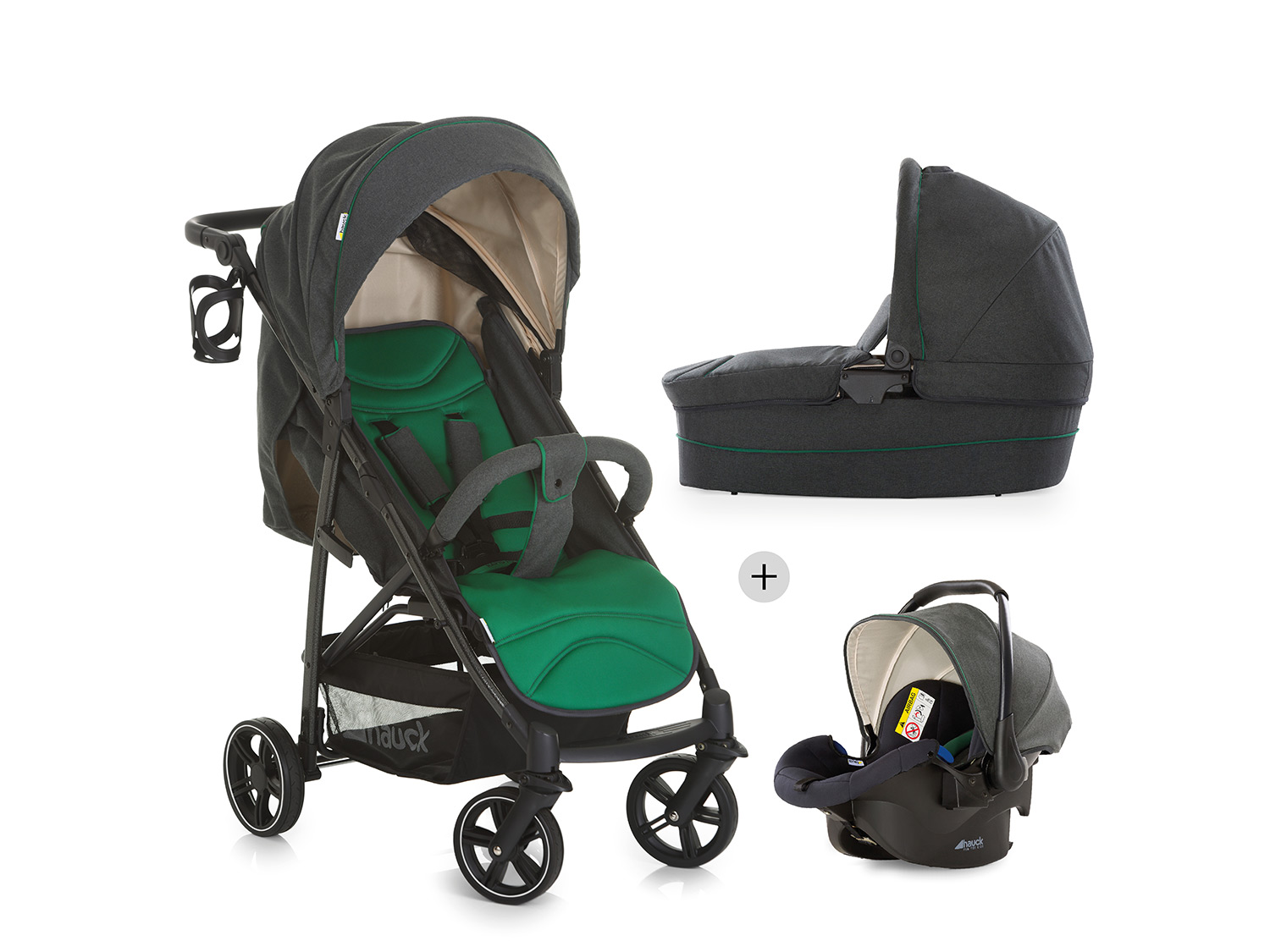 hauck FUN FOR KIDS set: combi-kinderwagen inclusief babyzitje, Rapid 4S Plus Trio Set Caviar-Emerald