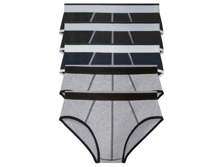 Heren slips, 5 stuks, met hoog katoengeh (mannelijk, S, Zwart/marine/grijs)