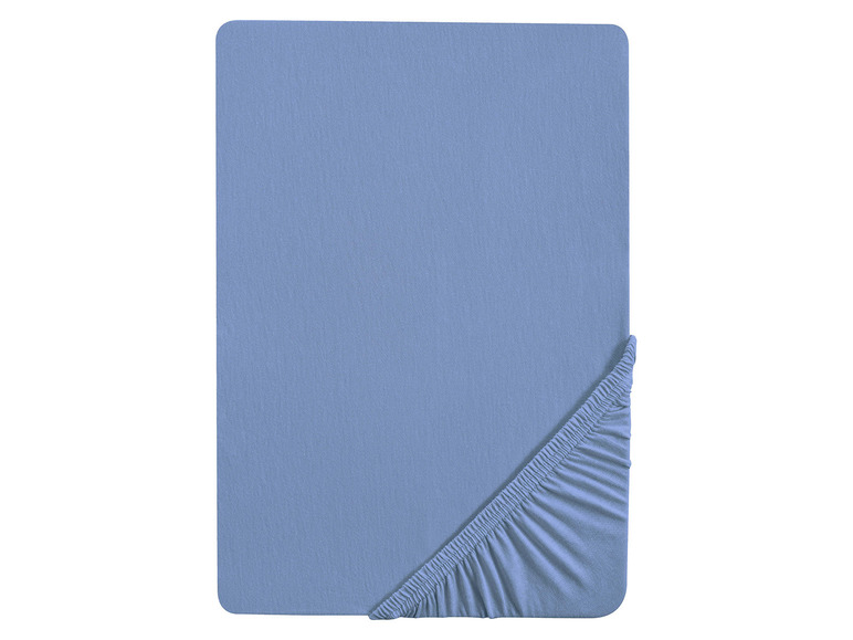 Biberna Jersey hoeslaken (katoenen stof, 90-100 x 200 cm, Blauw)