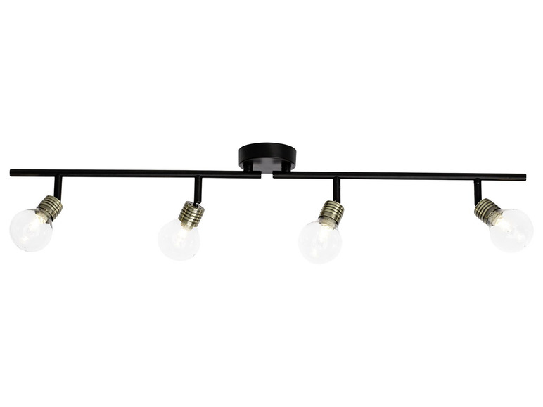 Brilliant LED-lamp (4-vlammig, Messing antiek/zwart, Buis met spots)