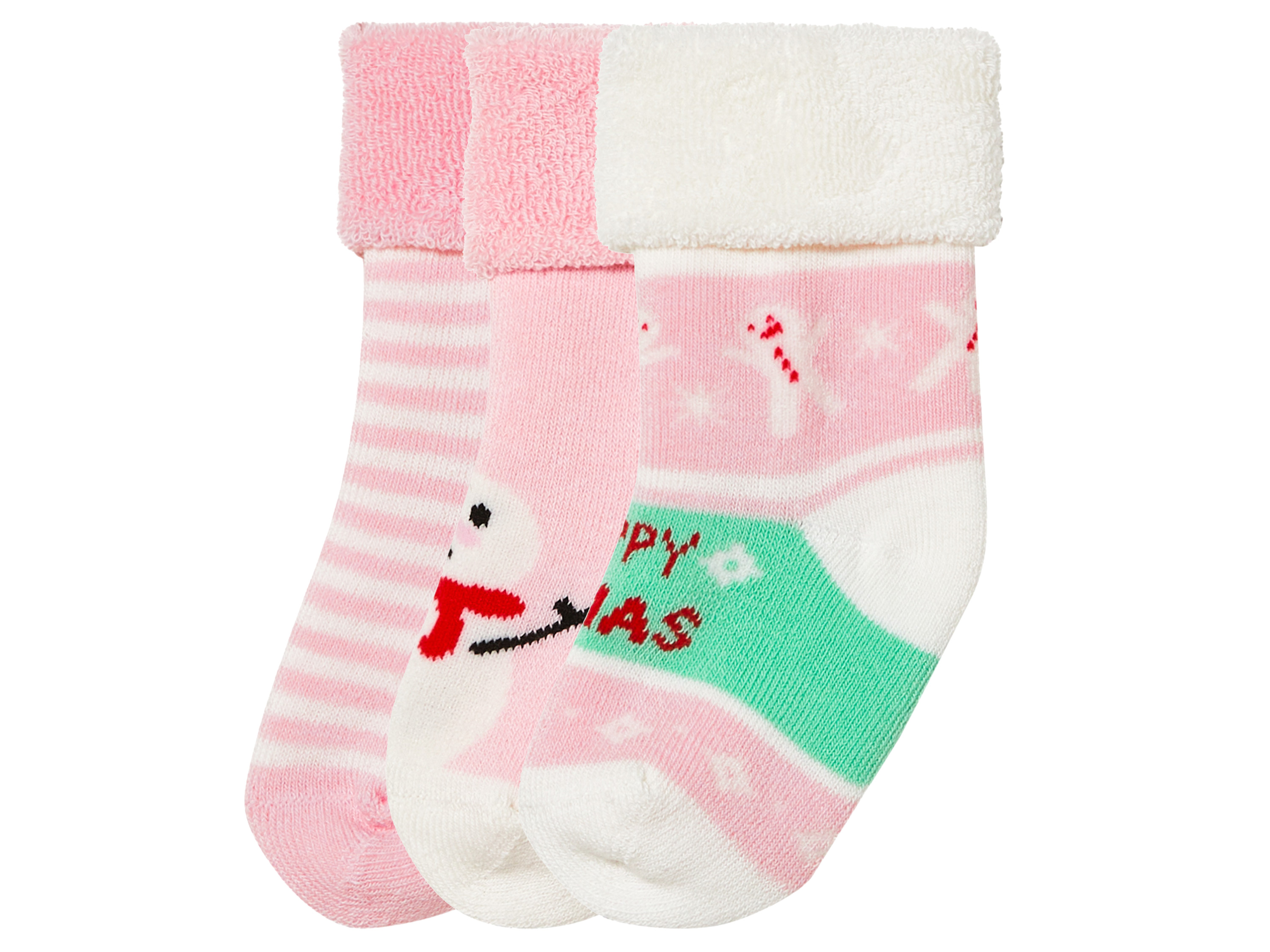 lupilu Babysokjes met kerstdesign 3 paar (15/18, wit/roze/groen)