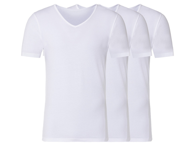 3 heren hemden (L, Wit met v-hals)
