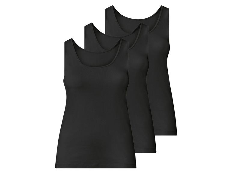 esmara 3 damesonderhemden (XL (48/50), Zwart)