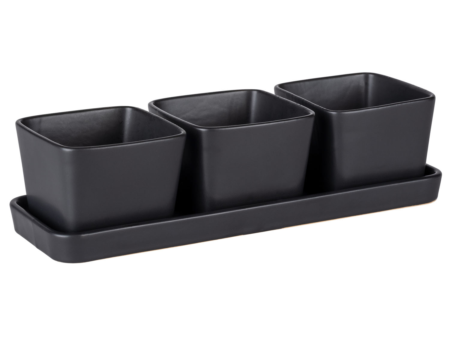 Wenko Snack & Dip schalen Set Zwart mat  3 x 300 ml met bijpassende serveertray