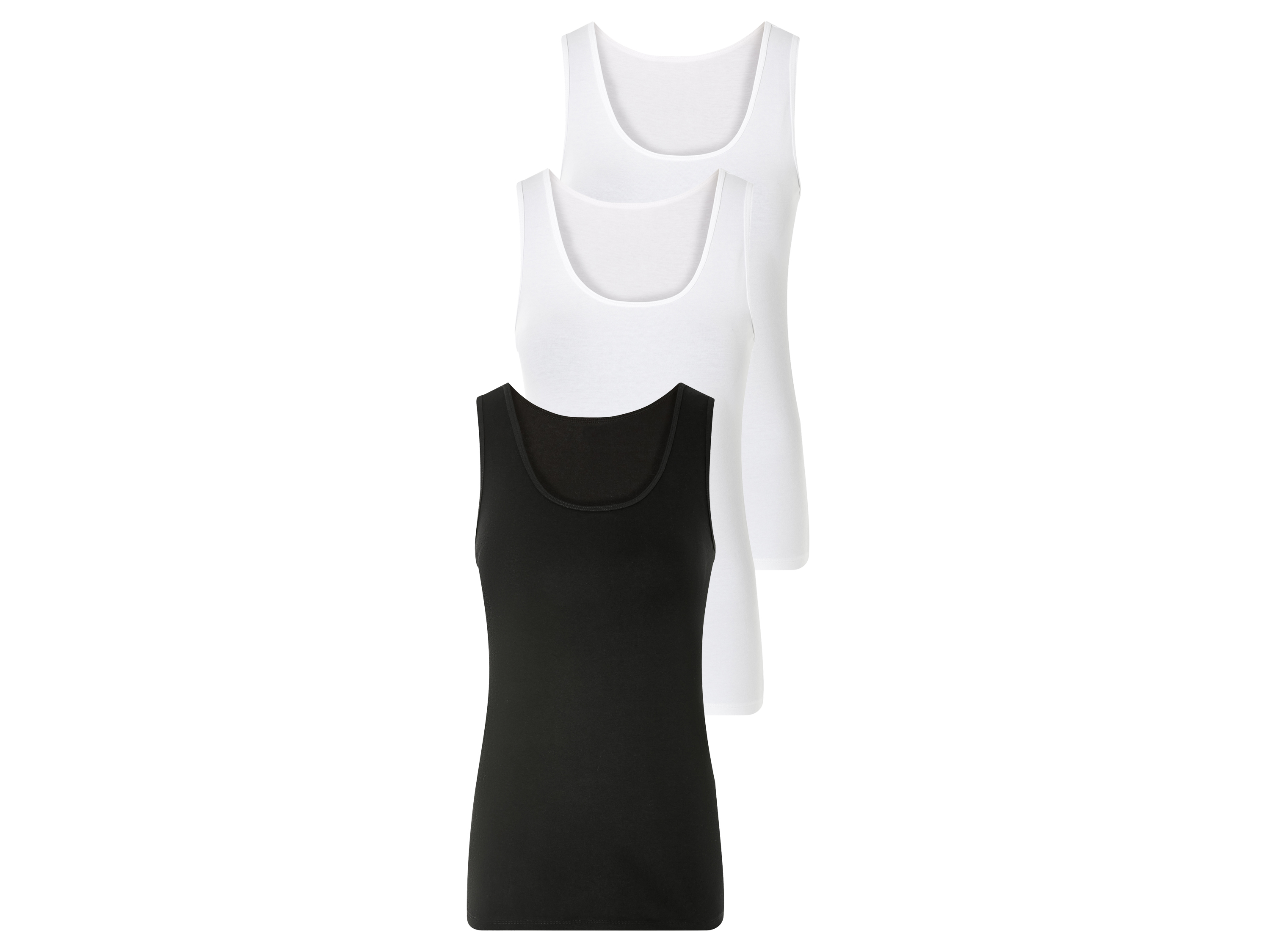 esmara Dames tanktop 3 stuks (XS(32/34), Zwart/wit)