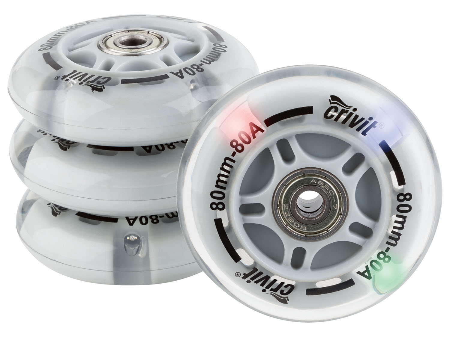 CRIVIT Wielen voor inline skates (LED 80 mm)