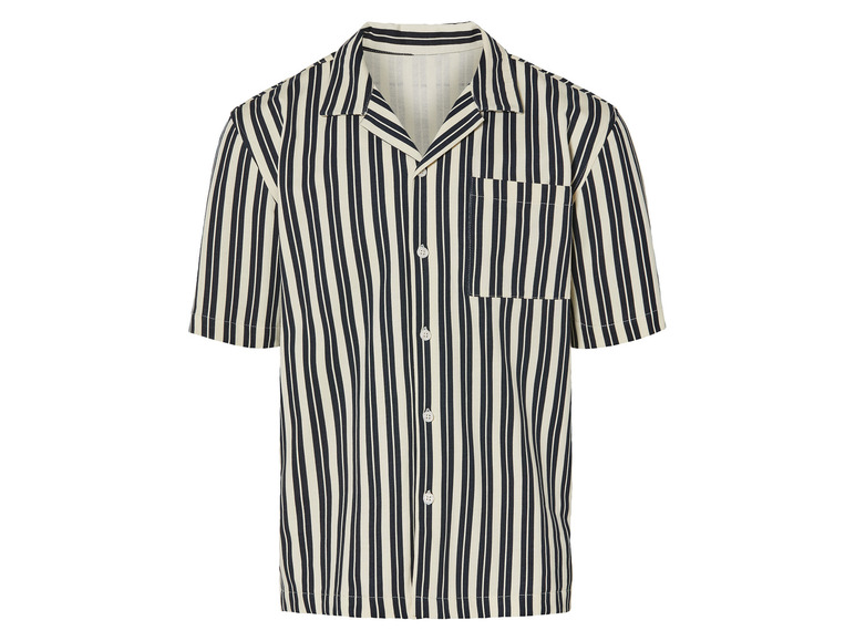 Heren hemd (XL (43/44), Marineblauw/creme)