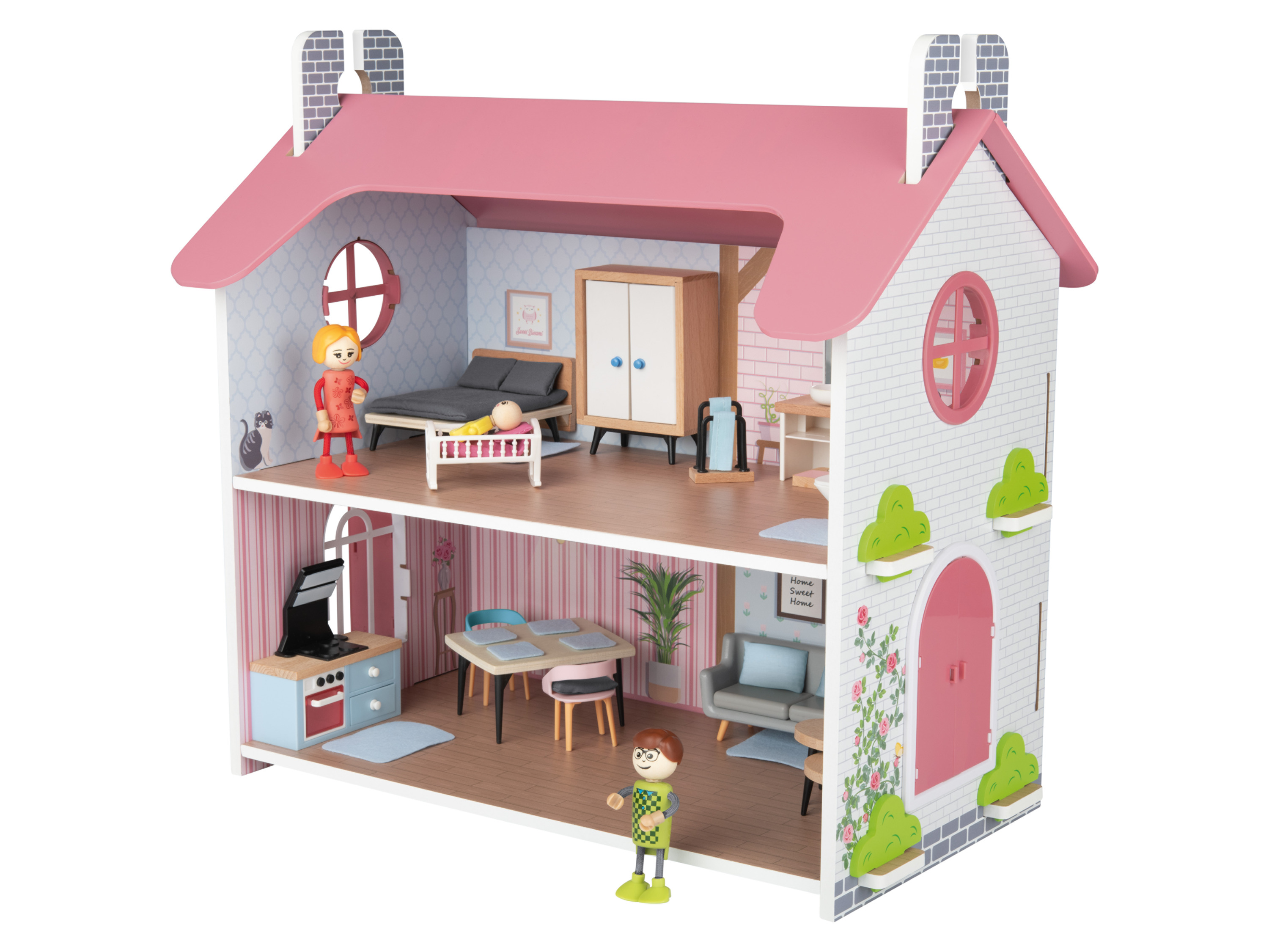 Playtive Houten poppenhuis (Roze huisje)