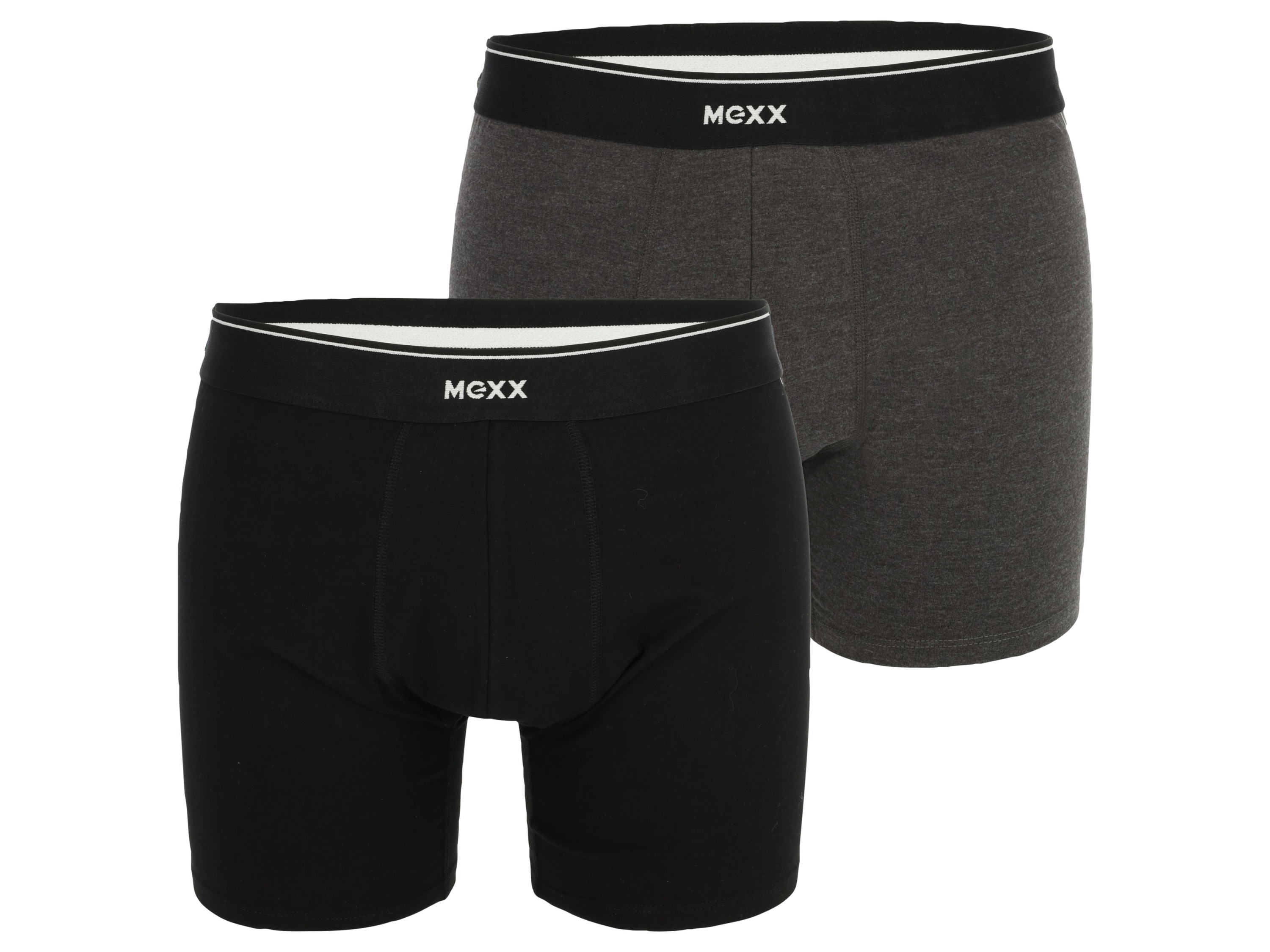 MEXX 2 heren boxers (XXL, Zwart/grijs)