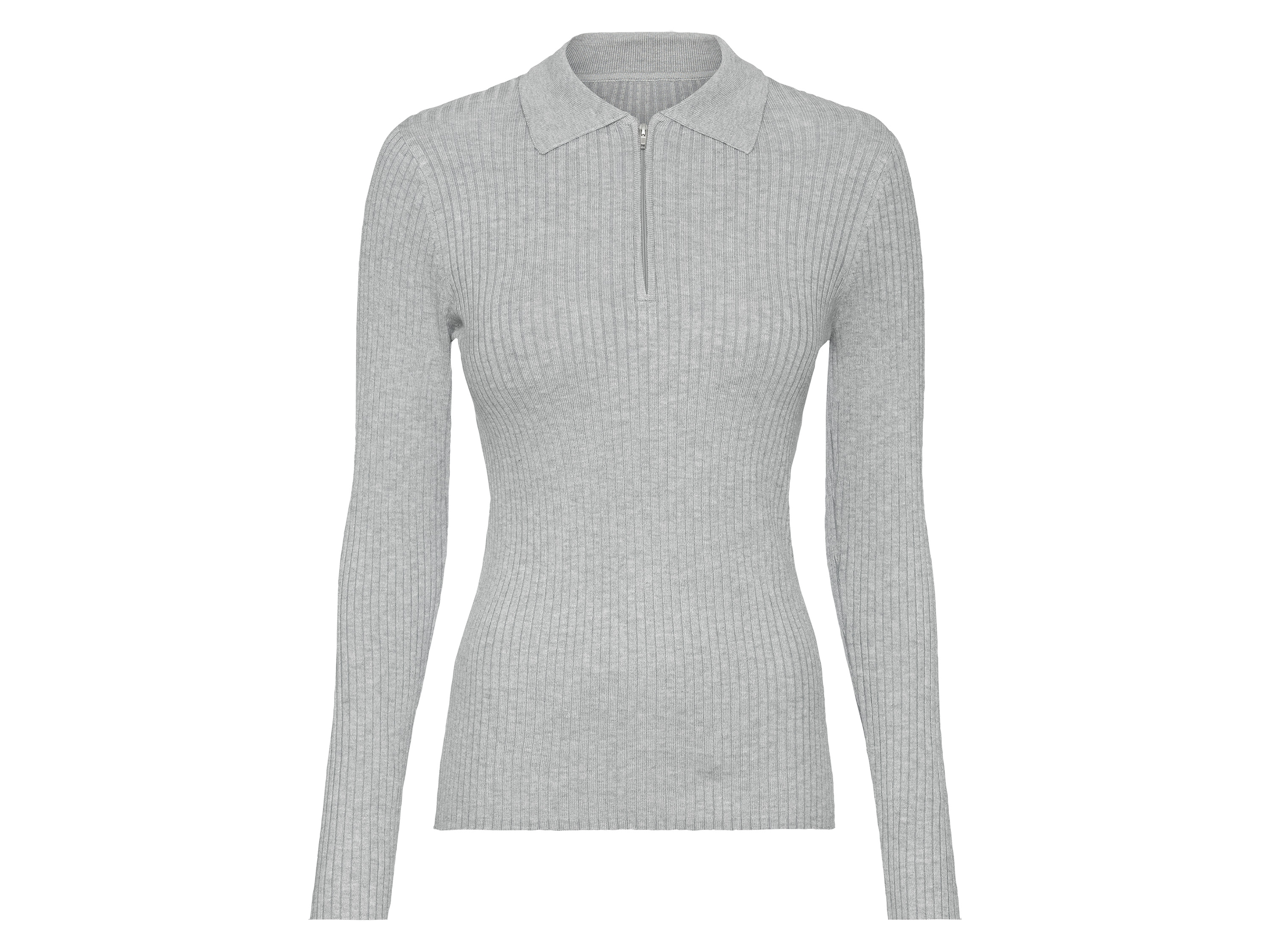 esmara Dames gebreide pullover met rits (S (36-38), Grijs)