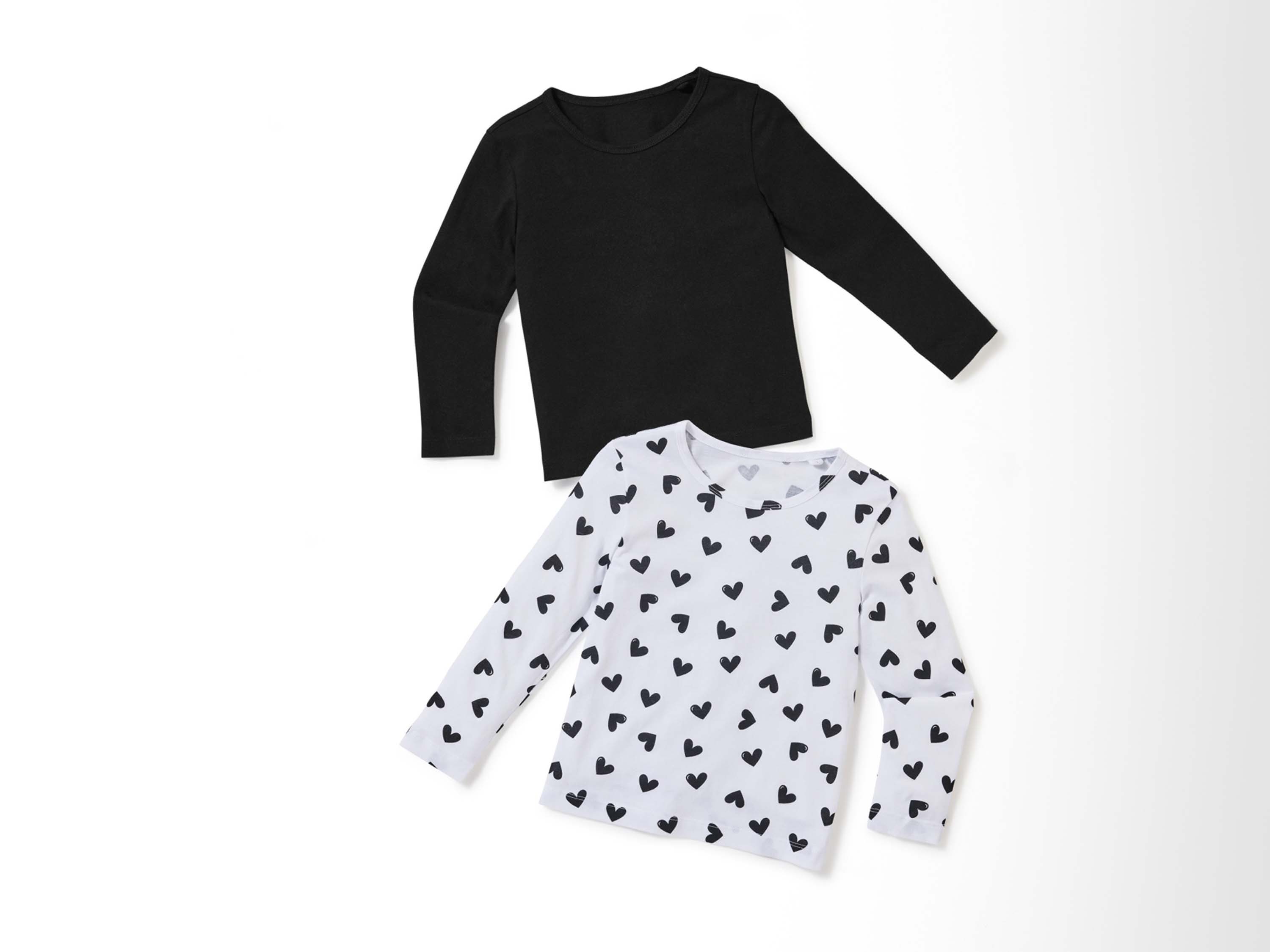 lupilu 2 kinder shirts (122/128, Zwart/wit)