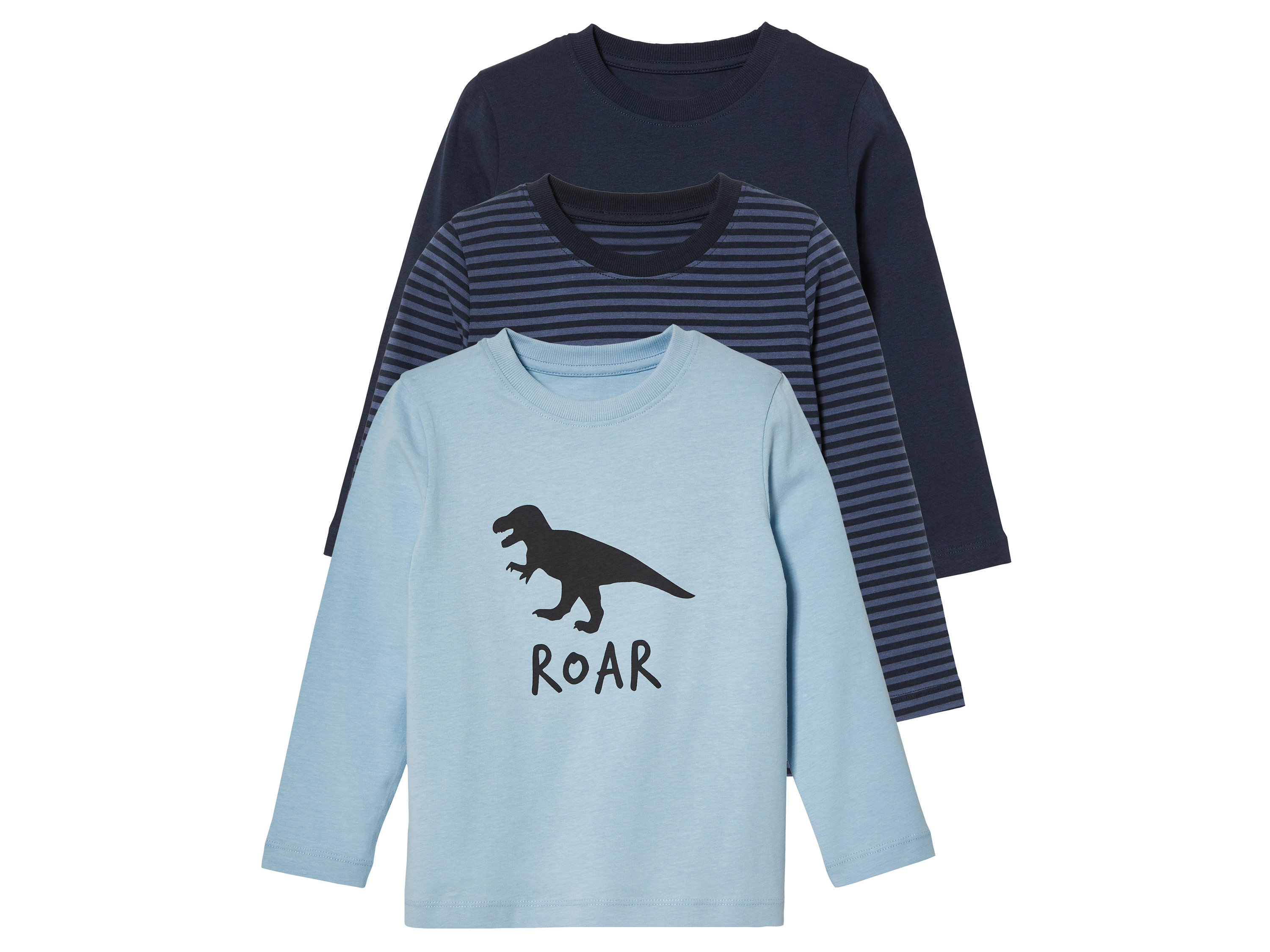 lupilu 3 kindershirts (110/116, Blauw/lichtblauw/marineblauw)