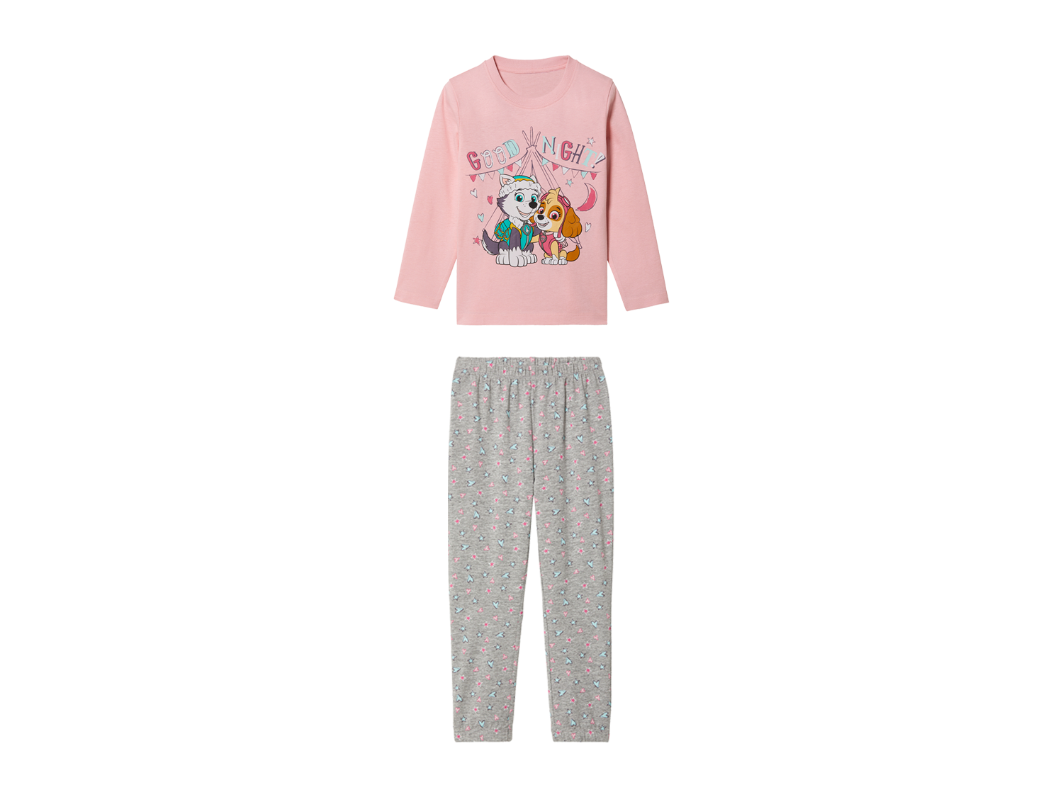 Kinderen pyjama (122/128, Roze/grijs)