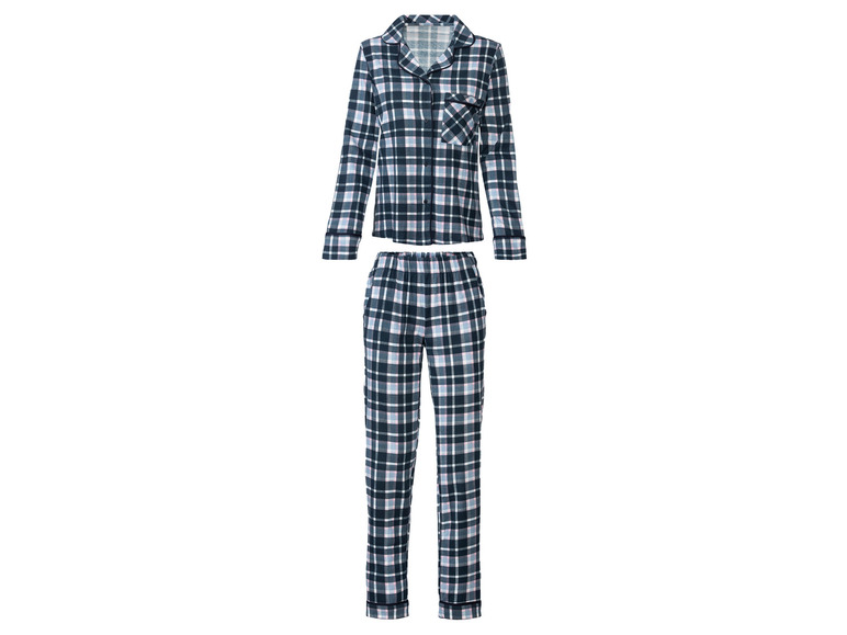 esmara Dames flanellen pyjama (L (44/46), Geruit/blauw)