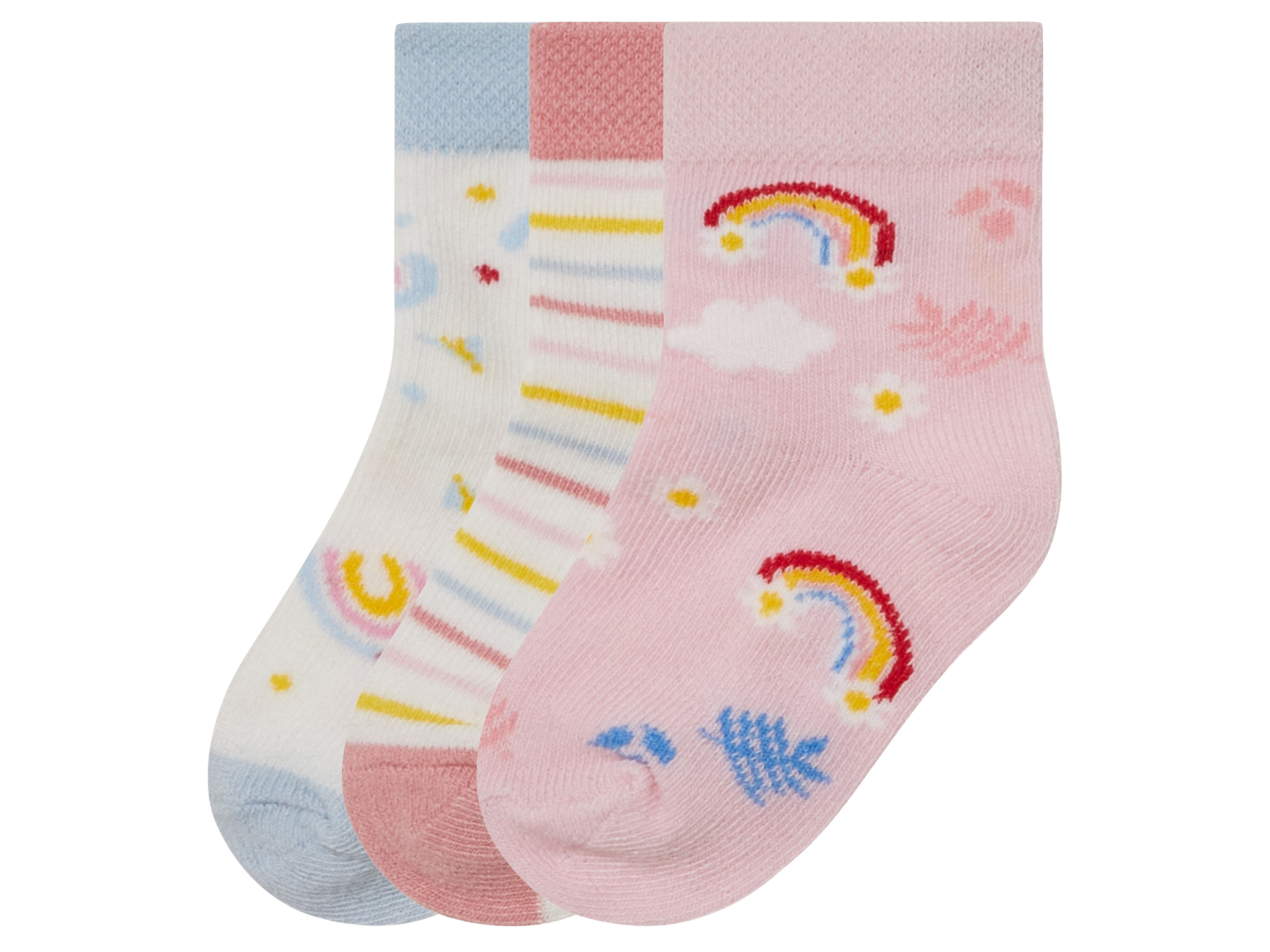 lupilu 3 paar baby sokken (Print, roze/blauw/roze, 11/14)