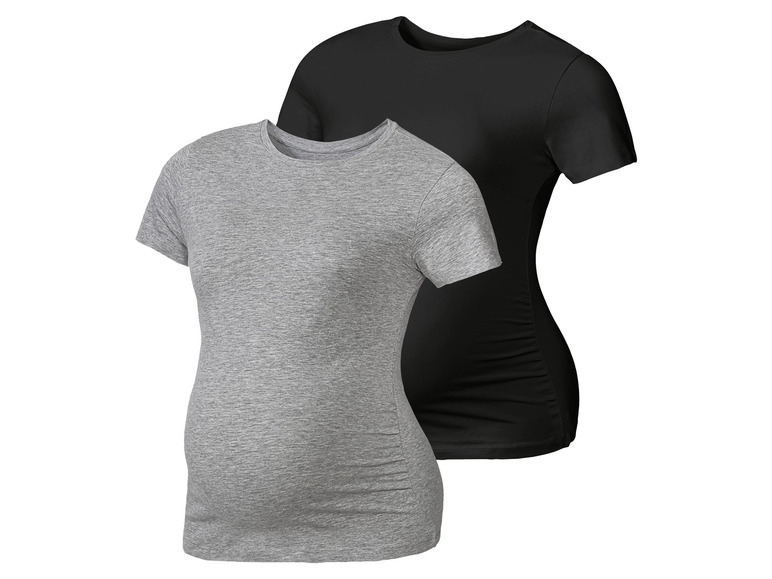 esmara 2 dames zwangerschapsshirts (XL (48/50), Zwart/grijs)