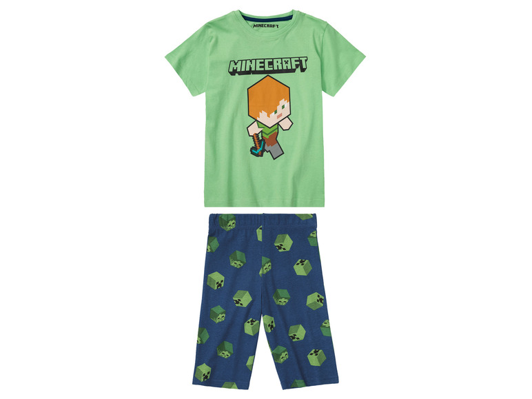 Minecraft Kinder pyjama, single-jersey-kwaliteit (110/116 (4-6 Jaar), Groen)