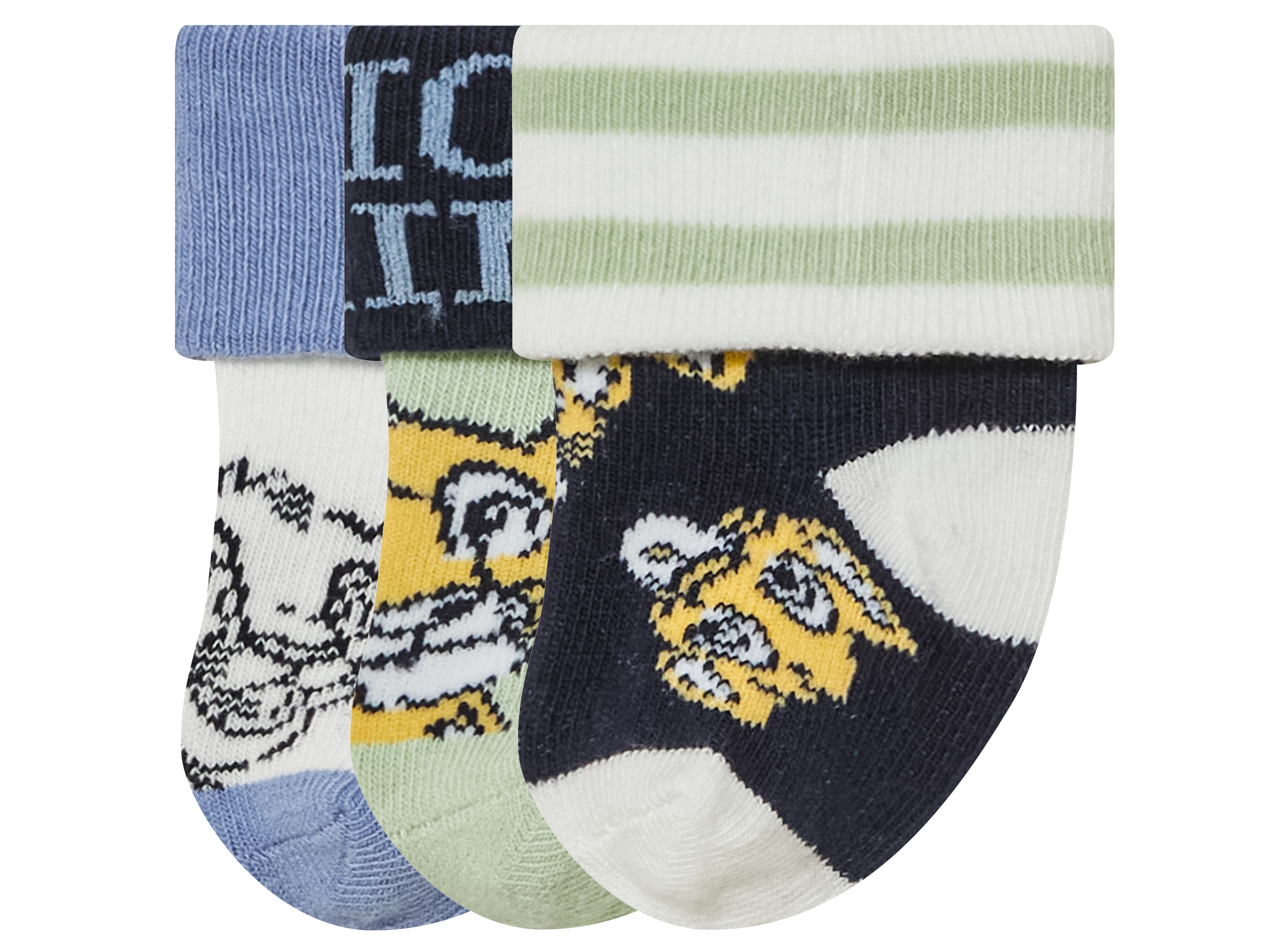 3 paar baby sokken (15-18, groen/marineblauw/wit/blauw)