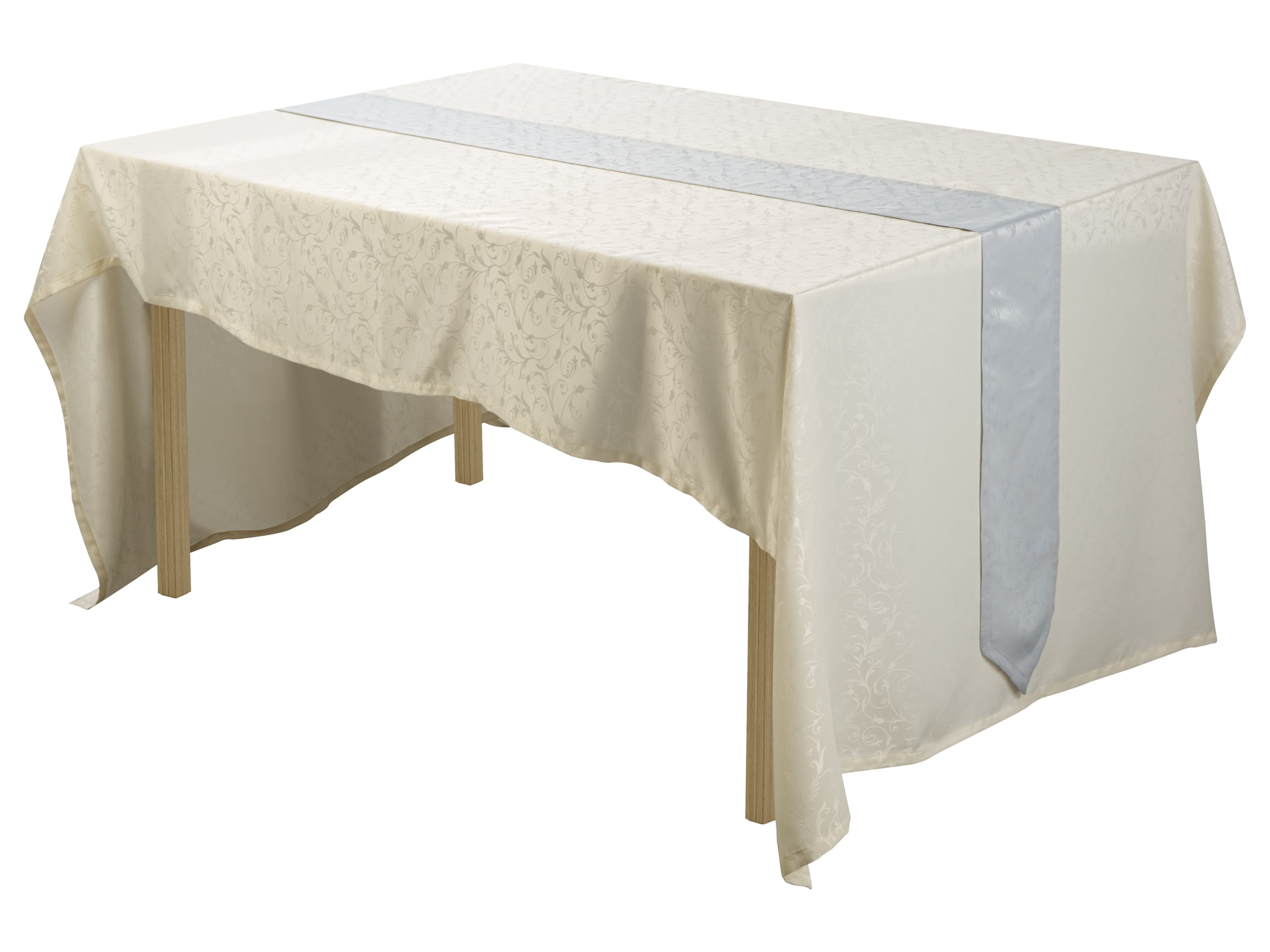 LIVARNO home Jacquard tafelkleed, 2-delig (eckig (150x280cm + 20x280cm), Wit/grijs)