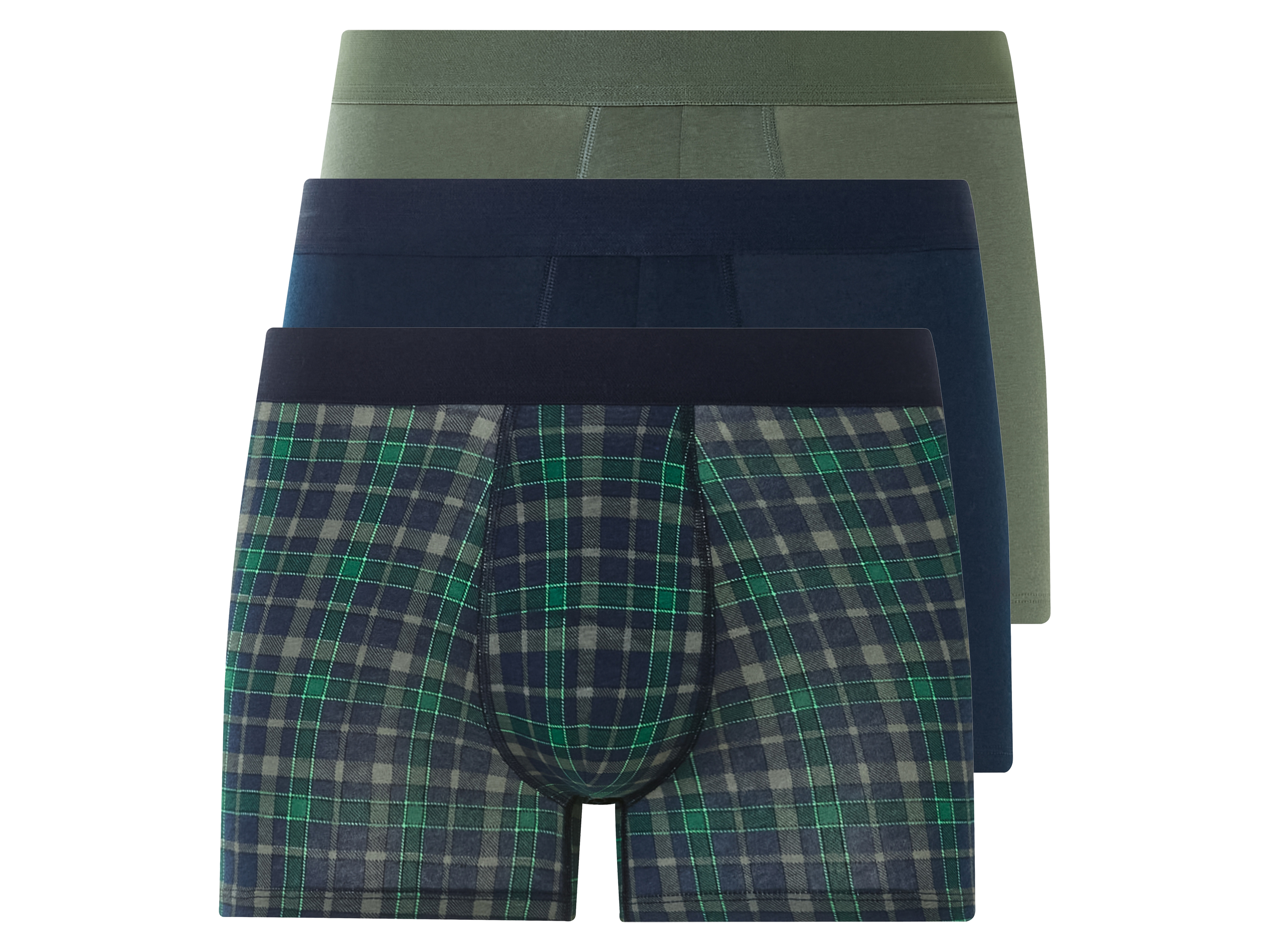 LIVERGY 3 heren boxers (Marine/geruit/grijs, 6/L)