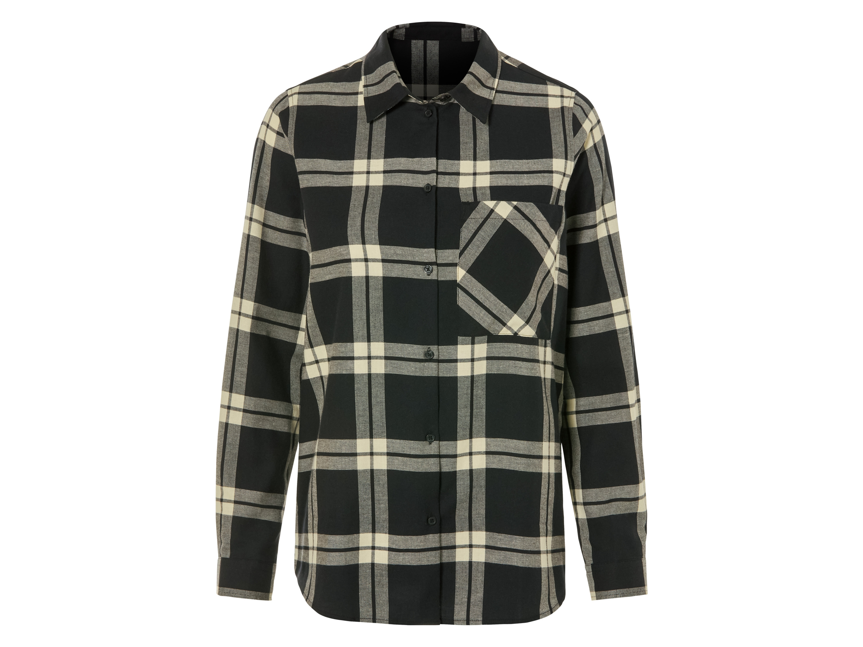 esmara Flanel damesblouse (M (40/42), Zwart)