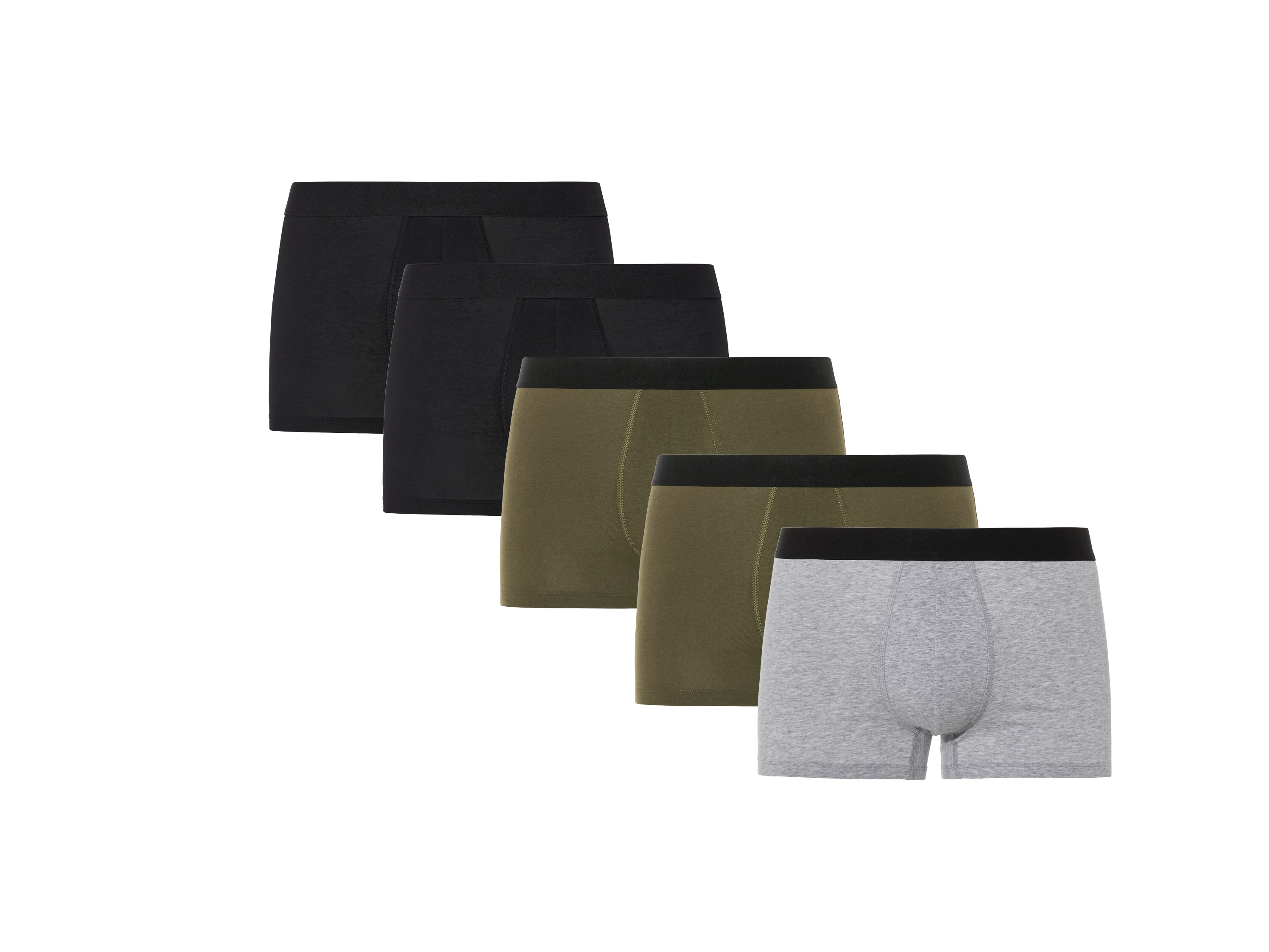 LIVERGY Heren Boxershorts 5 stuks (L, Zwart/groen/grijs)