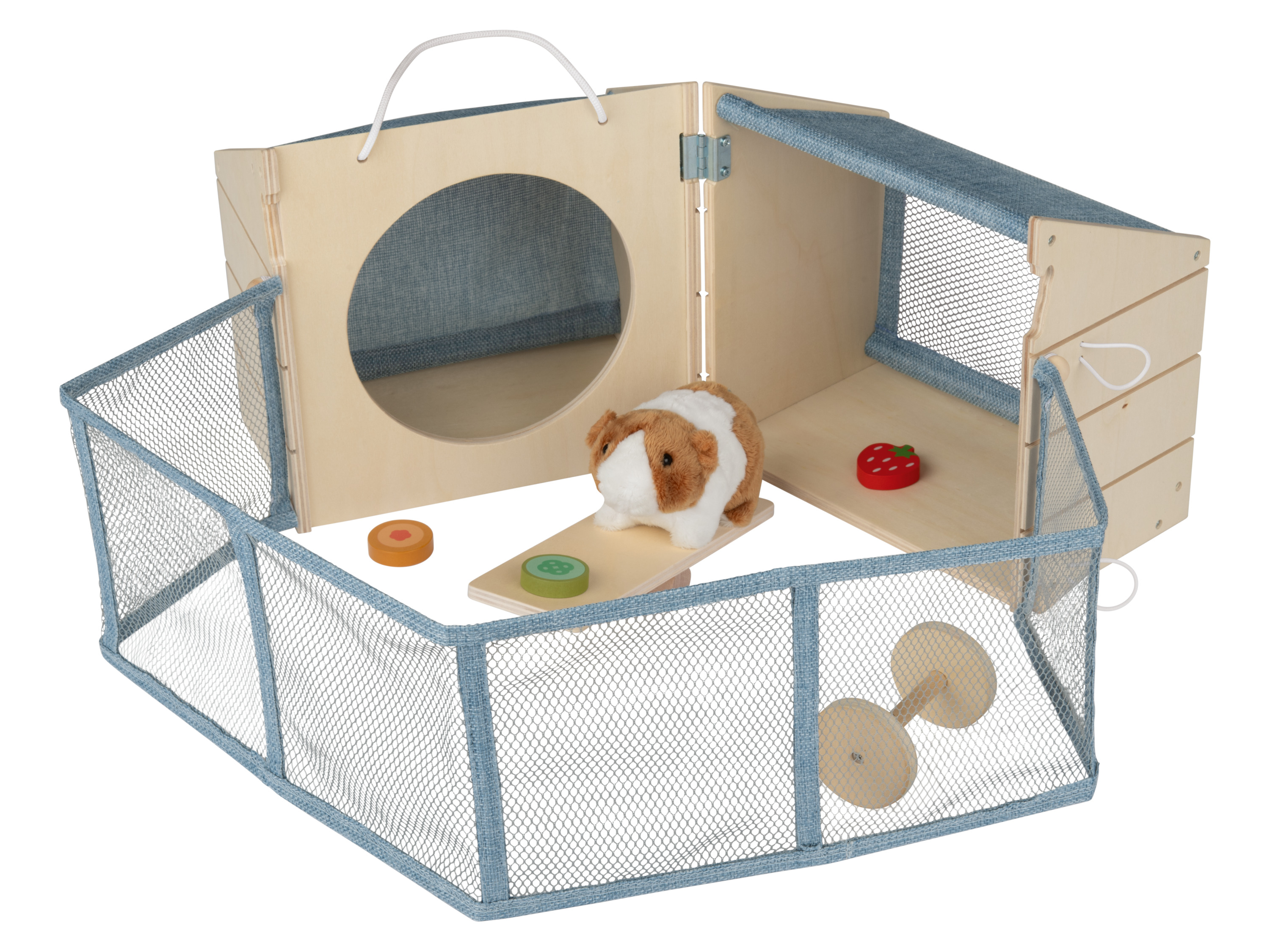 Playtive Houten speelset met pluche dieren (Caviahuis)