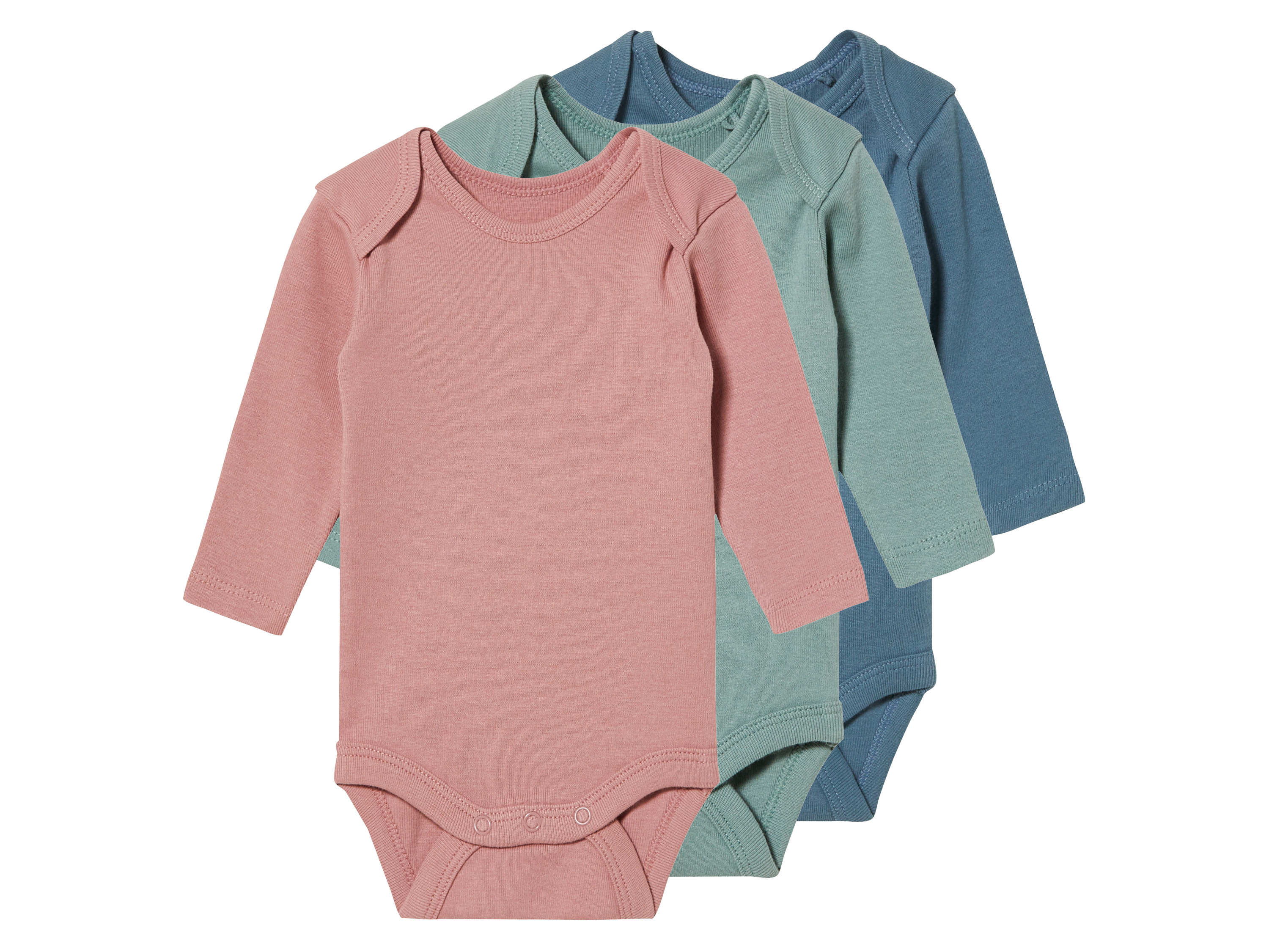 lupilu 3 baby rompers (50/56, Donkerblauw/blauw/grijs)