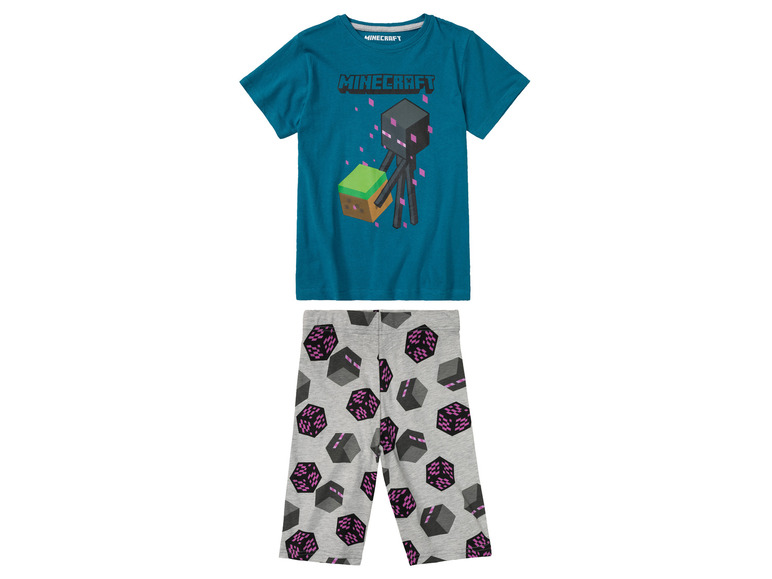 Minecraft Kinder pyjama, single-jersey-kwaliteit (110/116 (4-6 Jaar), Petrol)