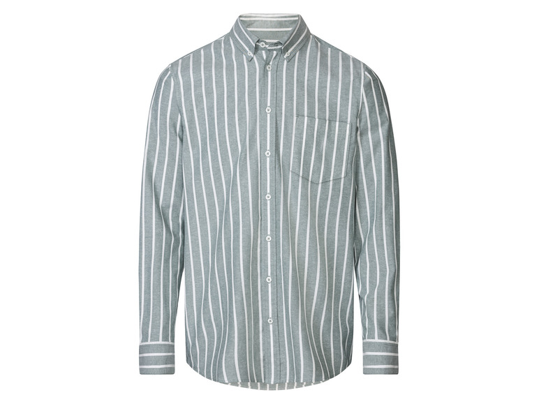 Heren casual shirt (M (39/40), Groen/wit)