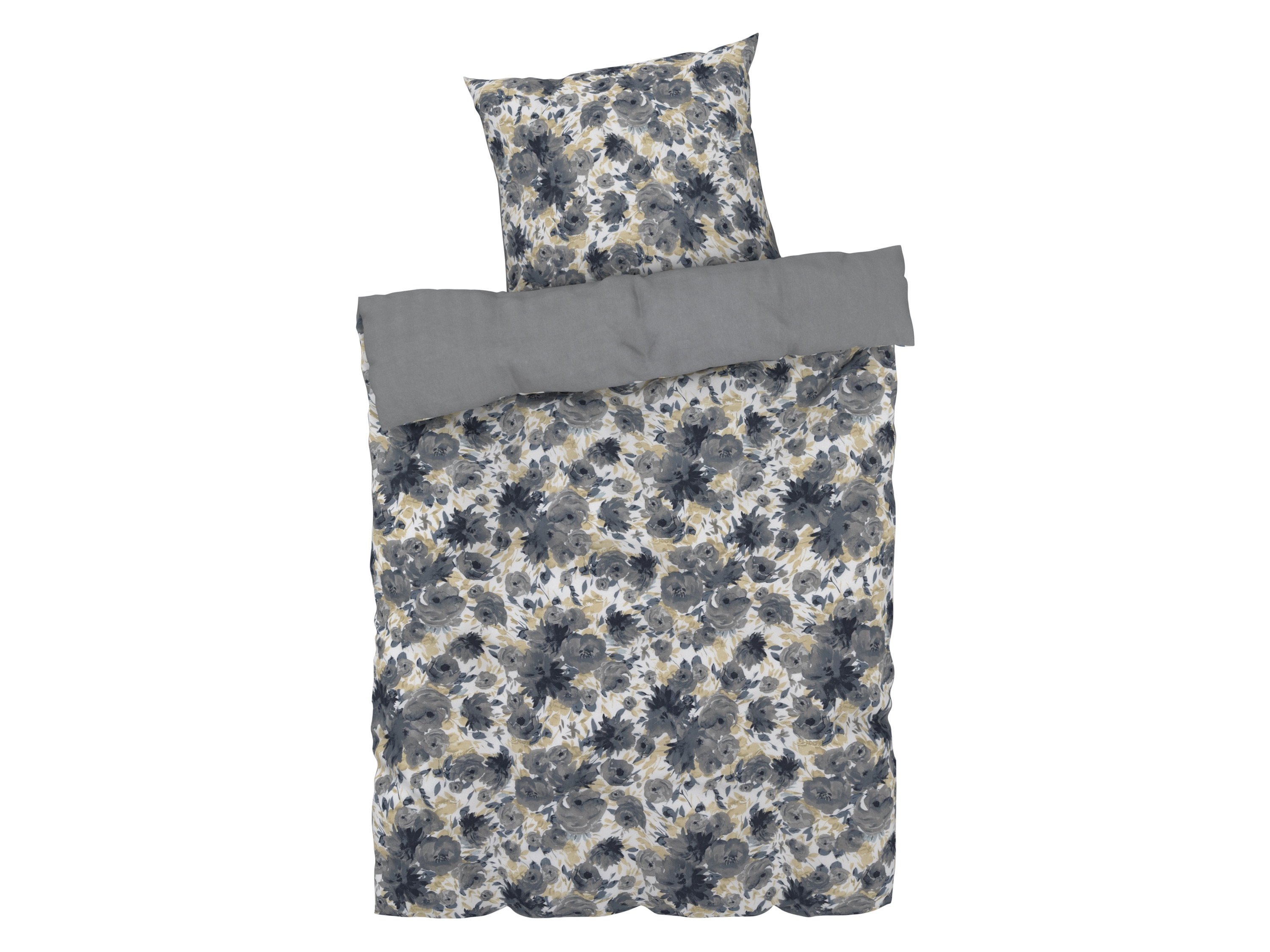 LIVARNO home Renforcé omkeerbaar beddengoed 140 x 200 cm (Bloemen/Blauw)