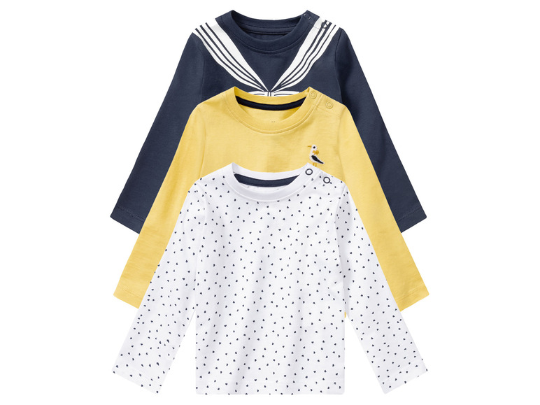 lupilu Baby t-shirts (50/56, Wit/geel/marine)
