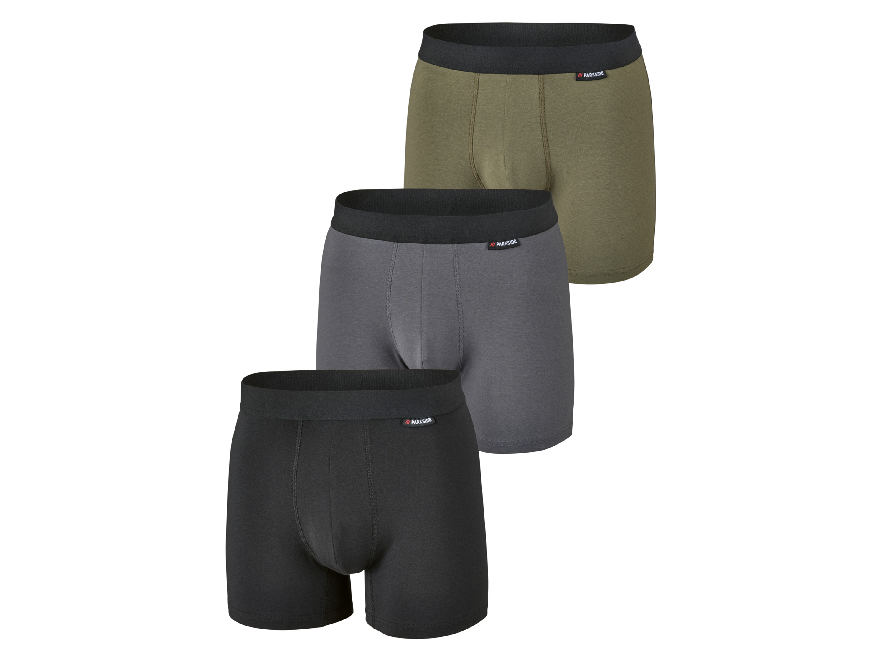 PARKSIDE 3 heren boxers (S, Zwart/grijs/olijf)