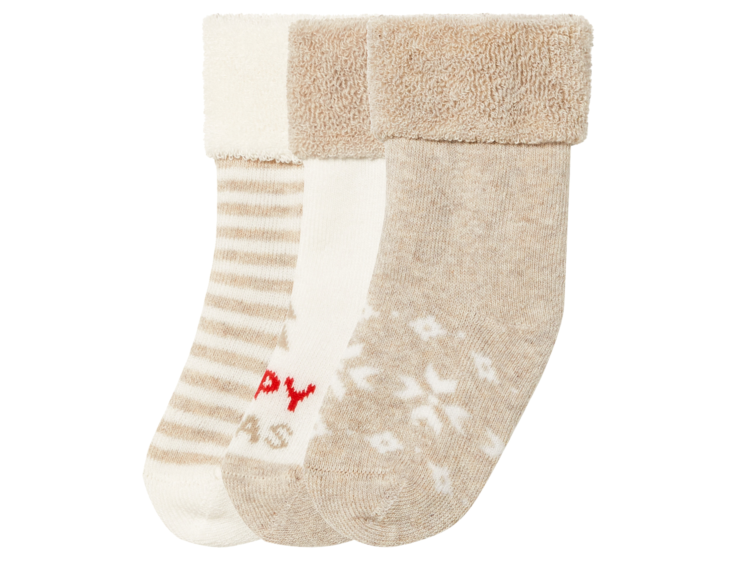 lupilu Babysokjes met kerstdesign 3 paar (15/18, beige/wit/rood)