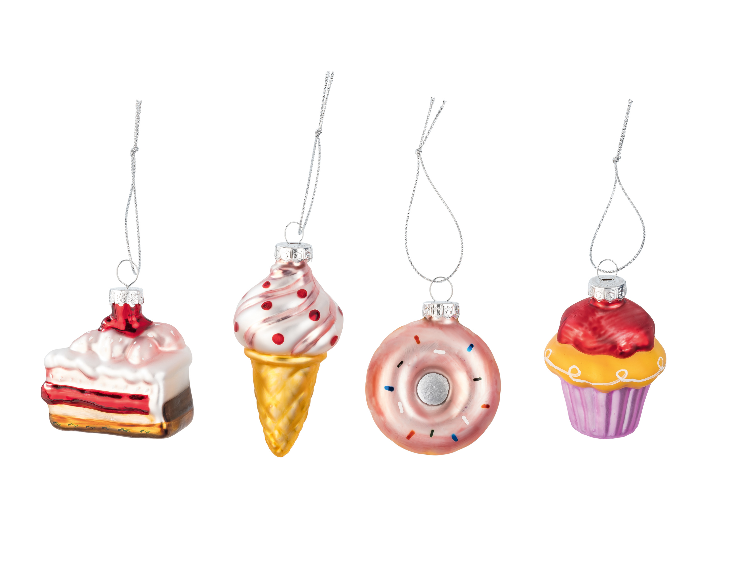 LIVARNO home Kerstboomversiering Glas (4 stuks) (Set van 4 dessertglasornamenten)