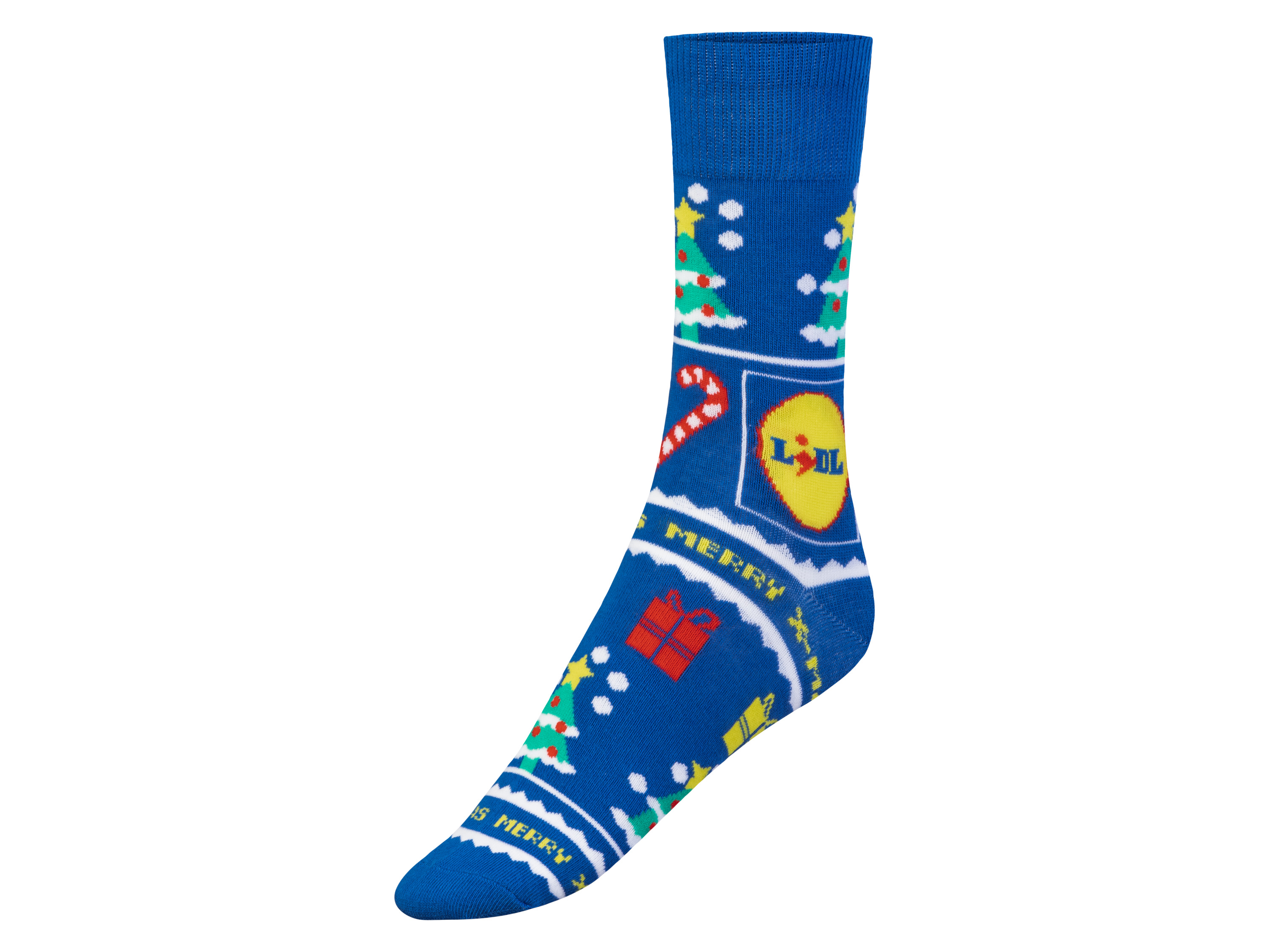 Kerstsokken met Lidl-print (43-46, Blauw)