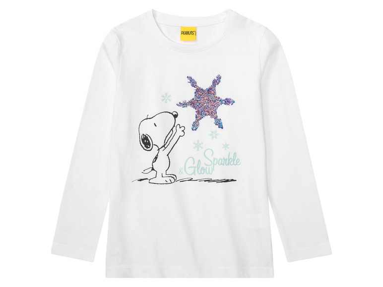 Meisjesshirt met lange mouwen (122/128, Snoopy)