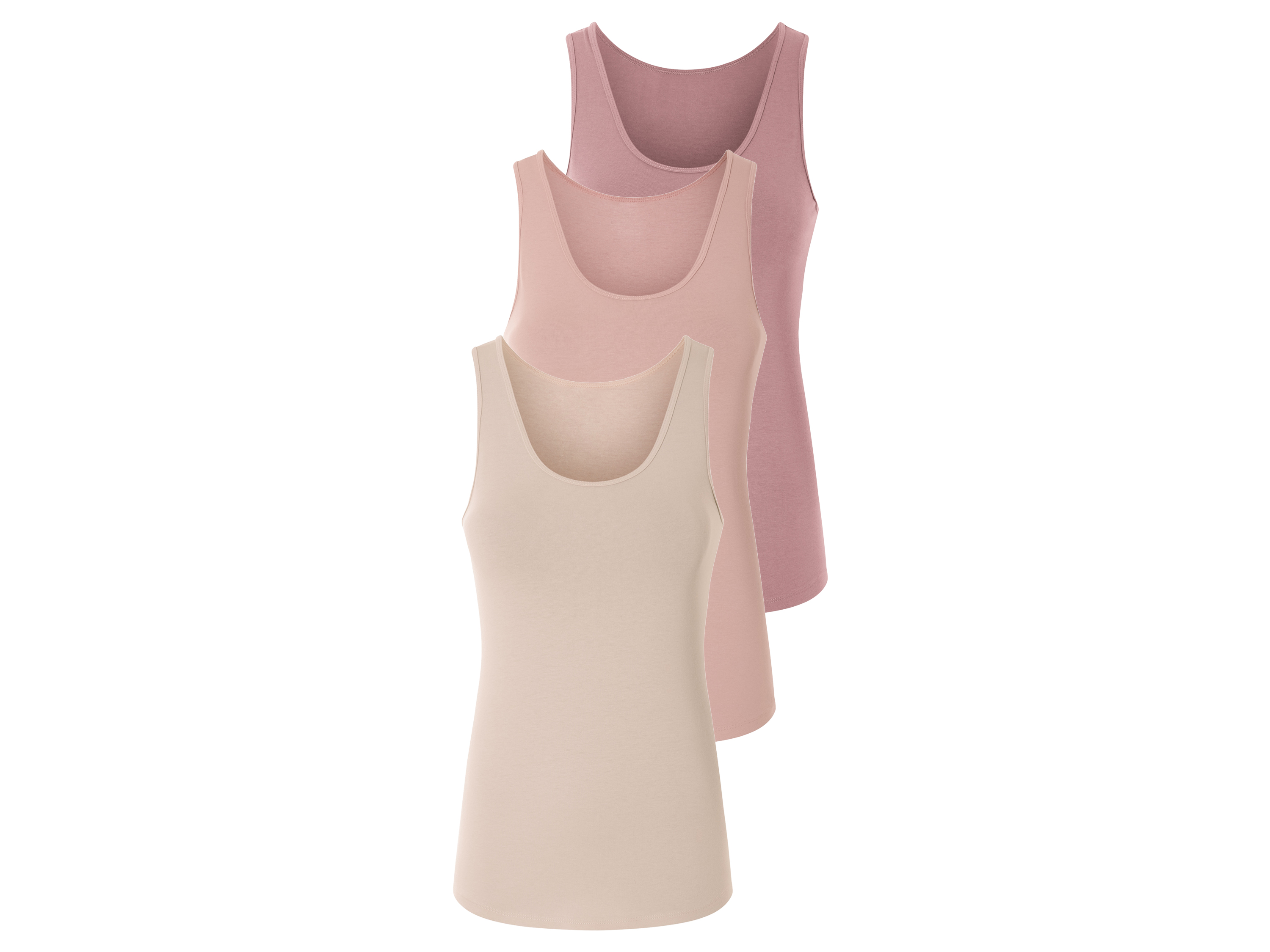 esmara Dames tanktop 3 stuks (M (40/42), Roze/beige)