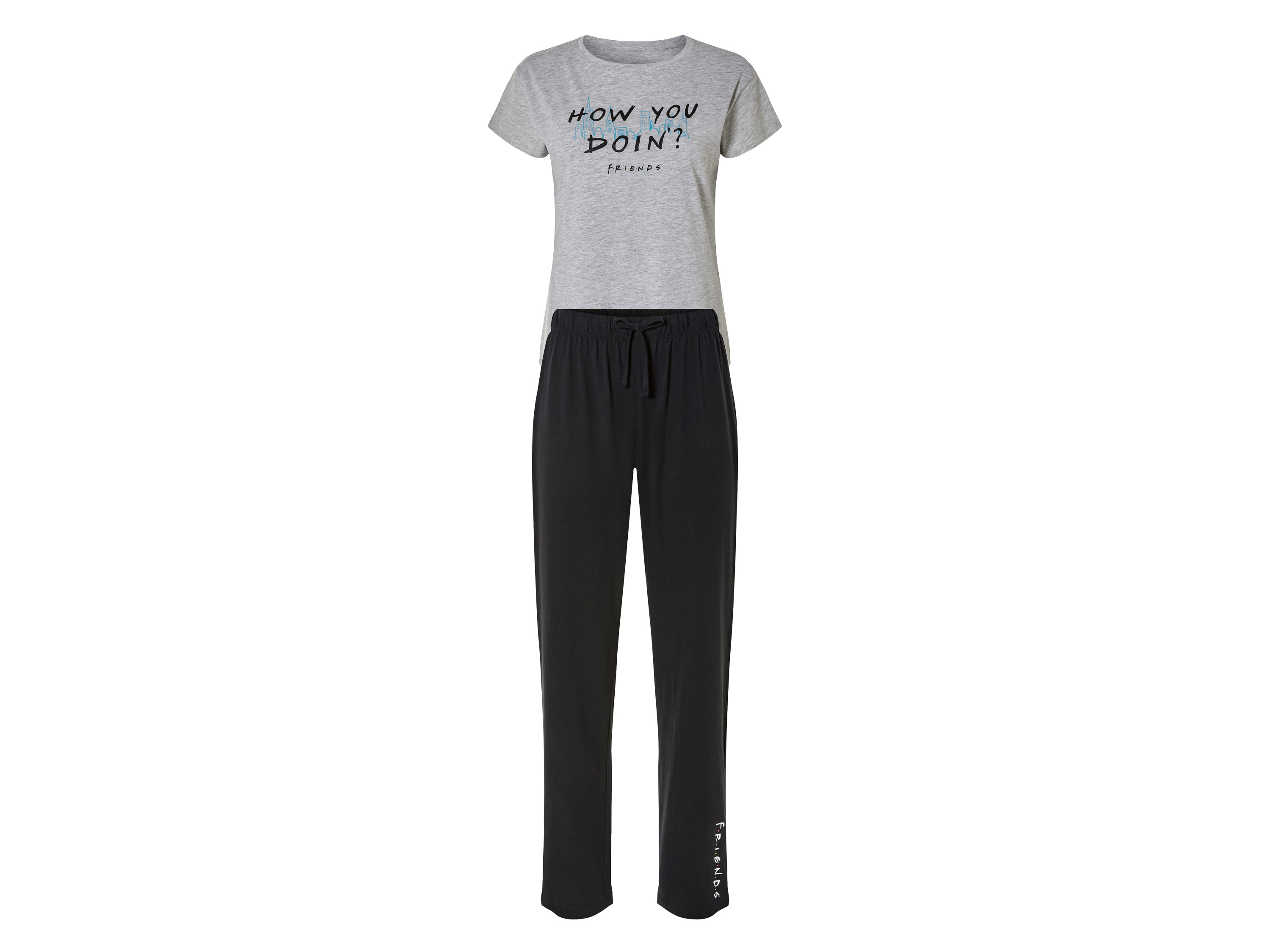 Dames pyjama (M (40/42), Grijs/zwart)