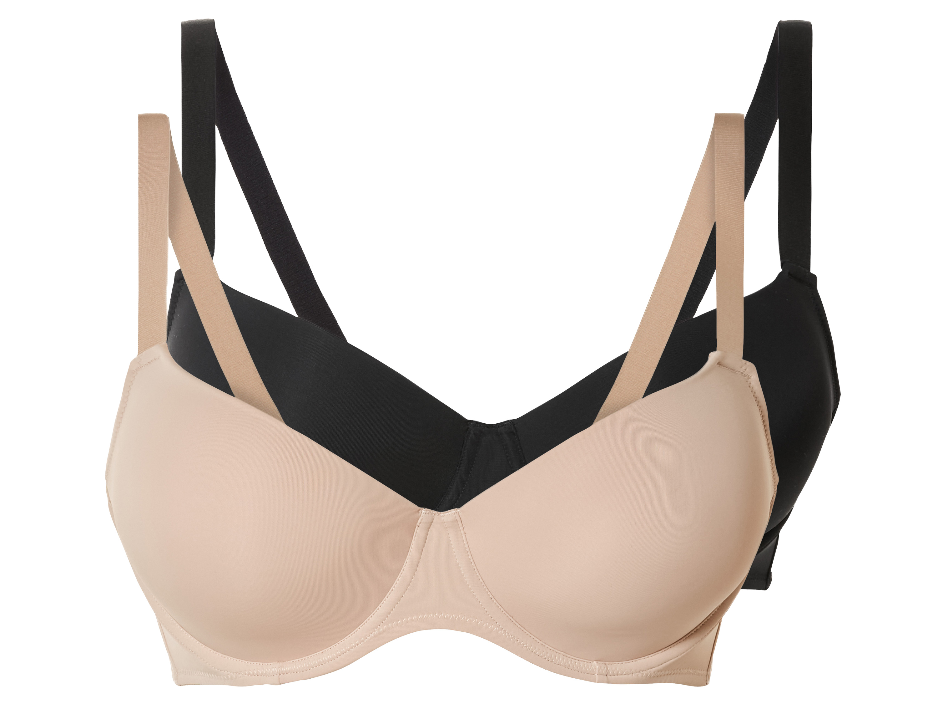 esmara 2 dames beugel-bh&apos;s (95C, Zwart/beige)