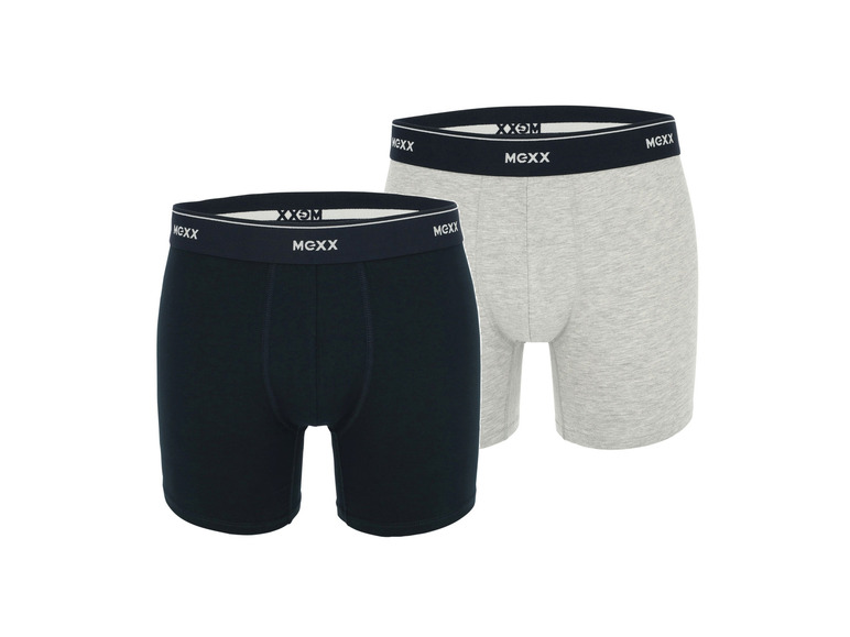 MEXX 2 heren boxershorts (XL, Donkerblauw/lichtgrijs)