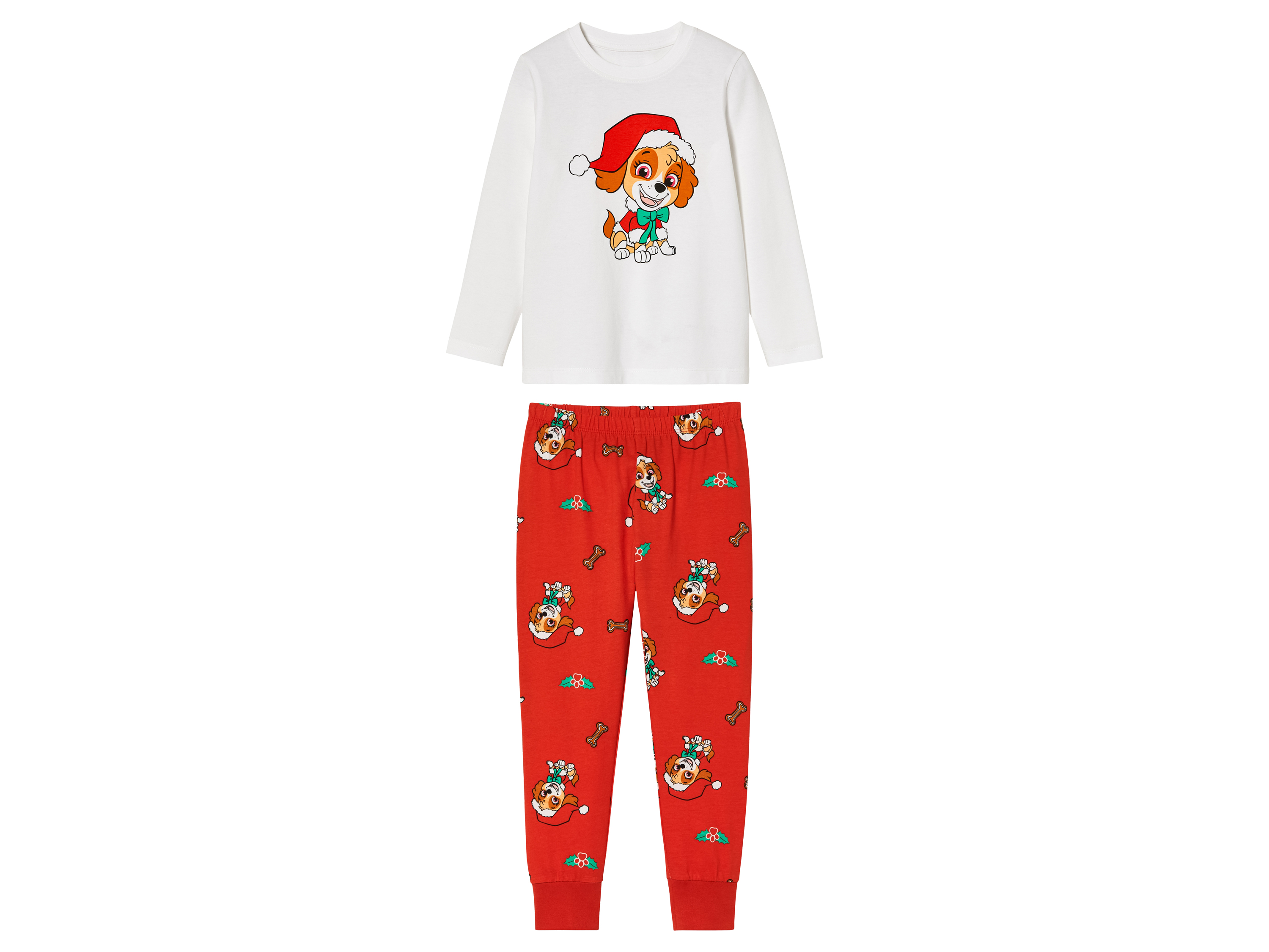 Meisjes pyjama (122/128, Wit/rood)