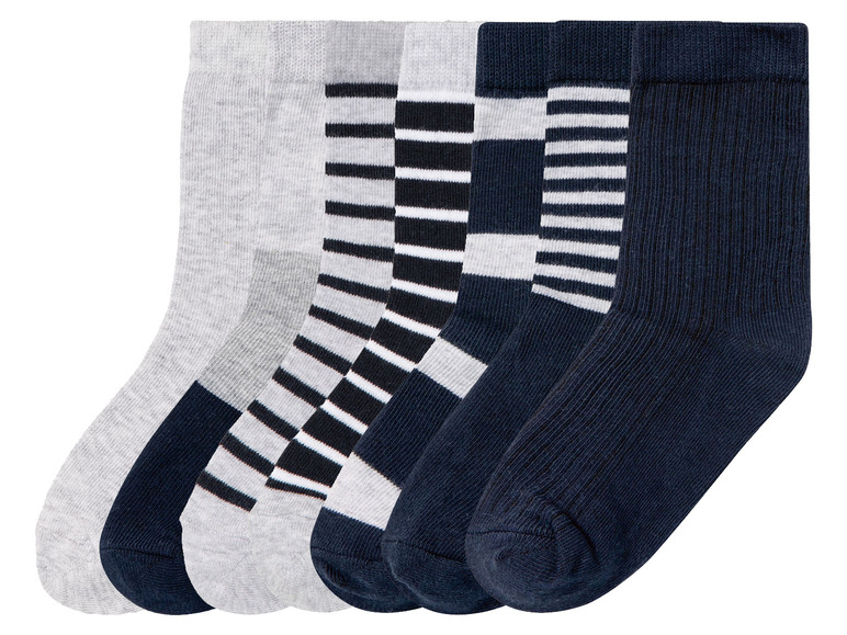 lupilu Peuters jongens sokken, 7 paar, met hoog (19-22, Grijs/Marineblauw/Geel)