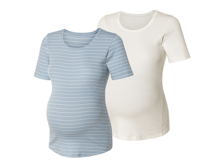 esmara 2 dames zwangerschapsshirts (XS (32/34), Blauw/wit)