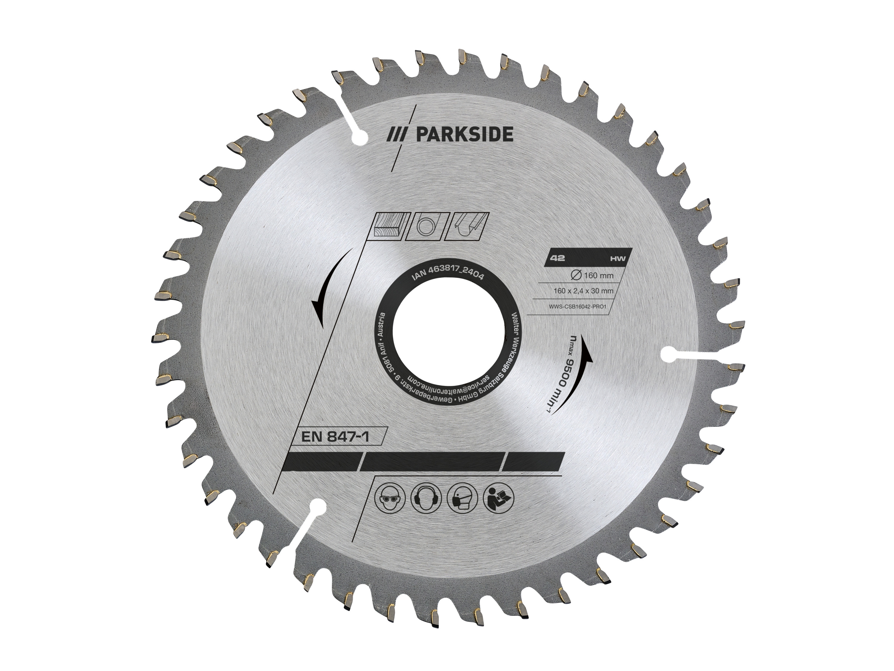 PARKSIDE Cirkelzaagblad hardmetaal 160 mm (160 mm multi 42 tanden)