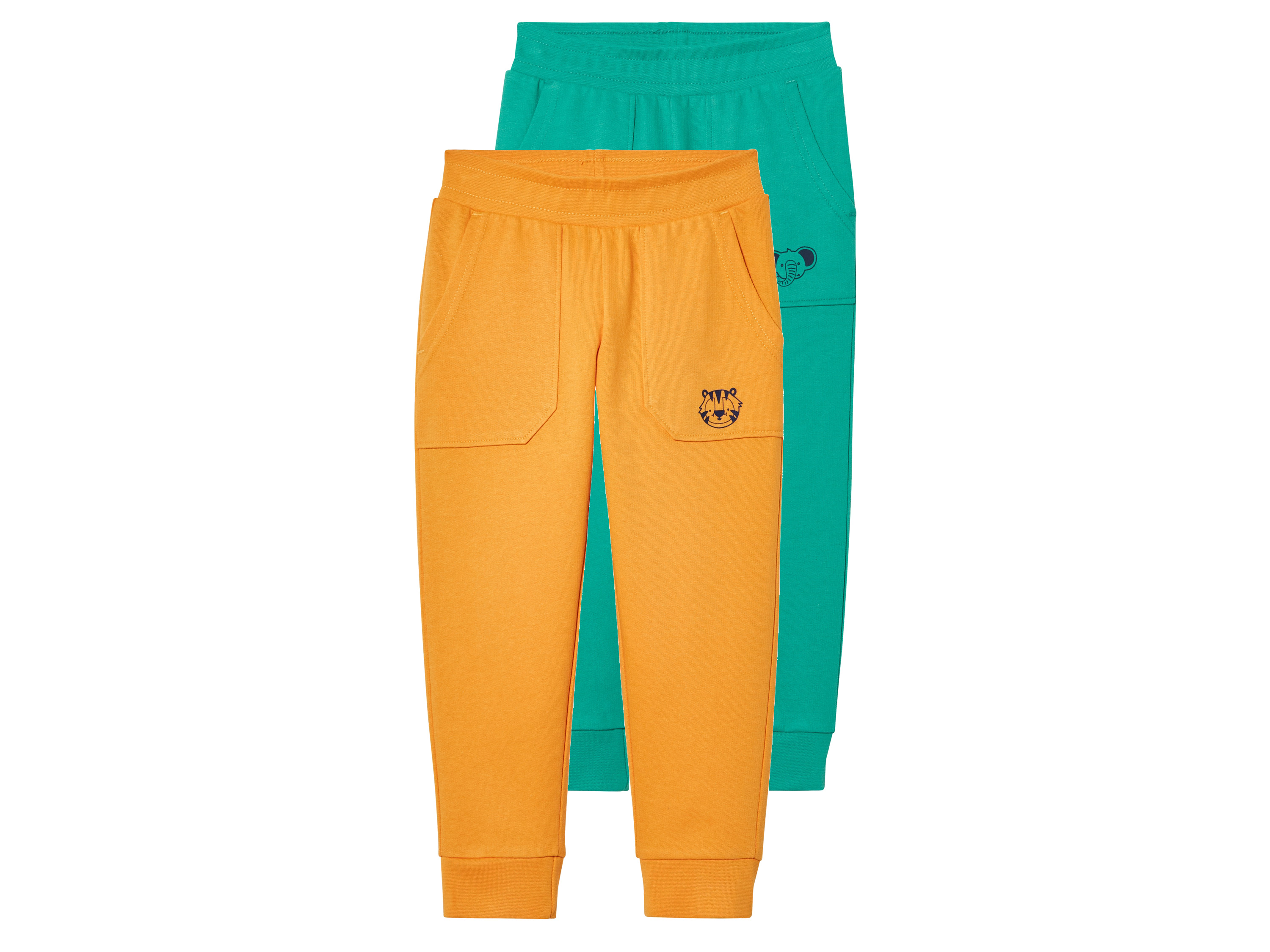 lupilu 2 kinder joggingbroeken (86/92, Groen/oranje)